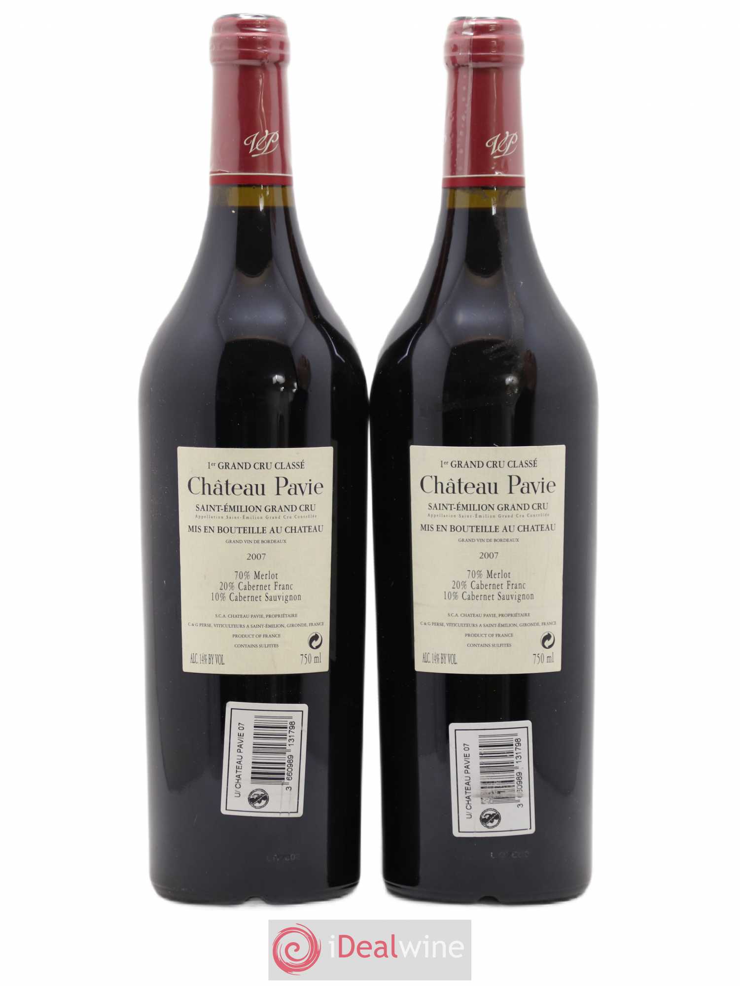 Château Pavie 1er Grand Cru Classé A 2007 - Lot de 2 bouteilles - 1