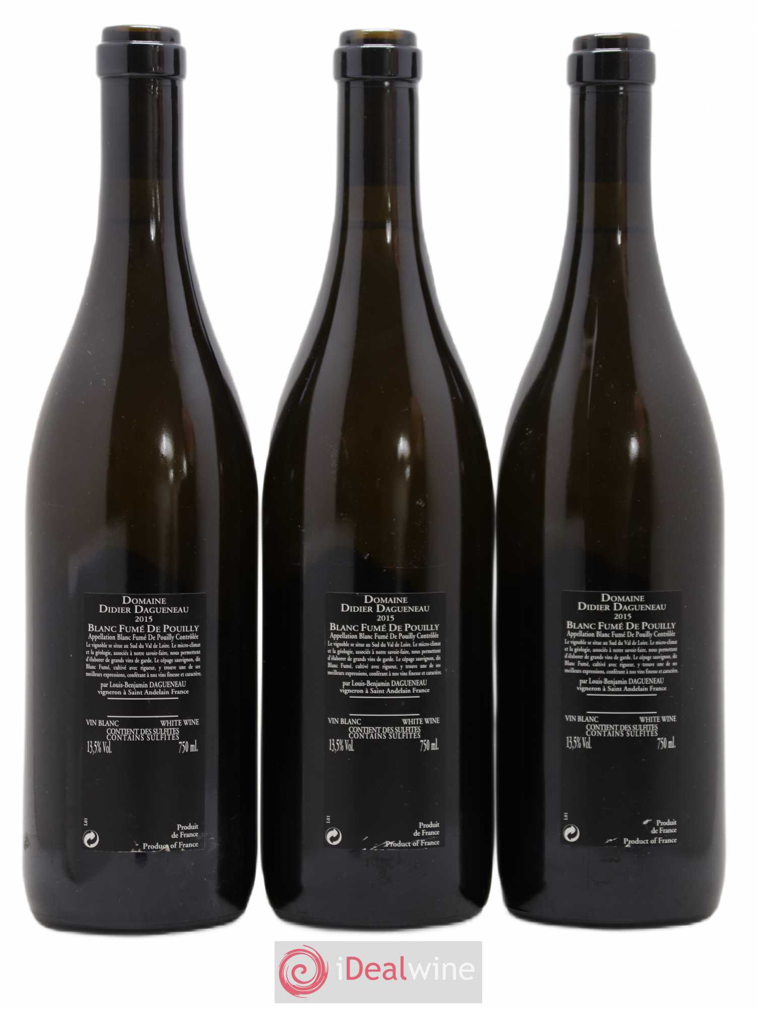 Vin de France (anciennement Pouilly-Fumé) Silex Dagueneau (Domaine Didier - Louis-Benjamin) 2015 - Lot de 3 bouteilles - 1
