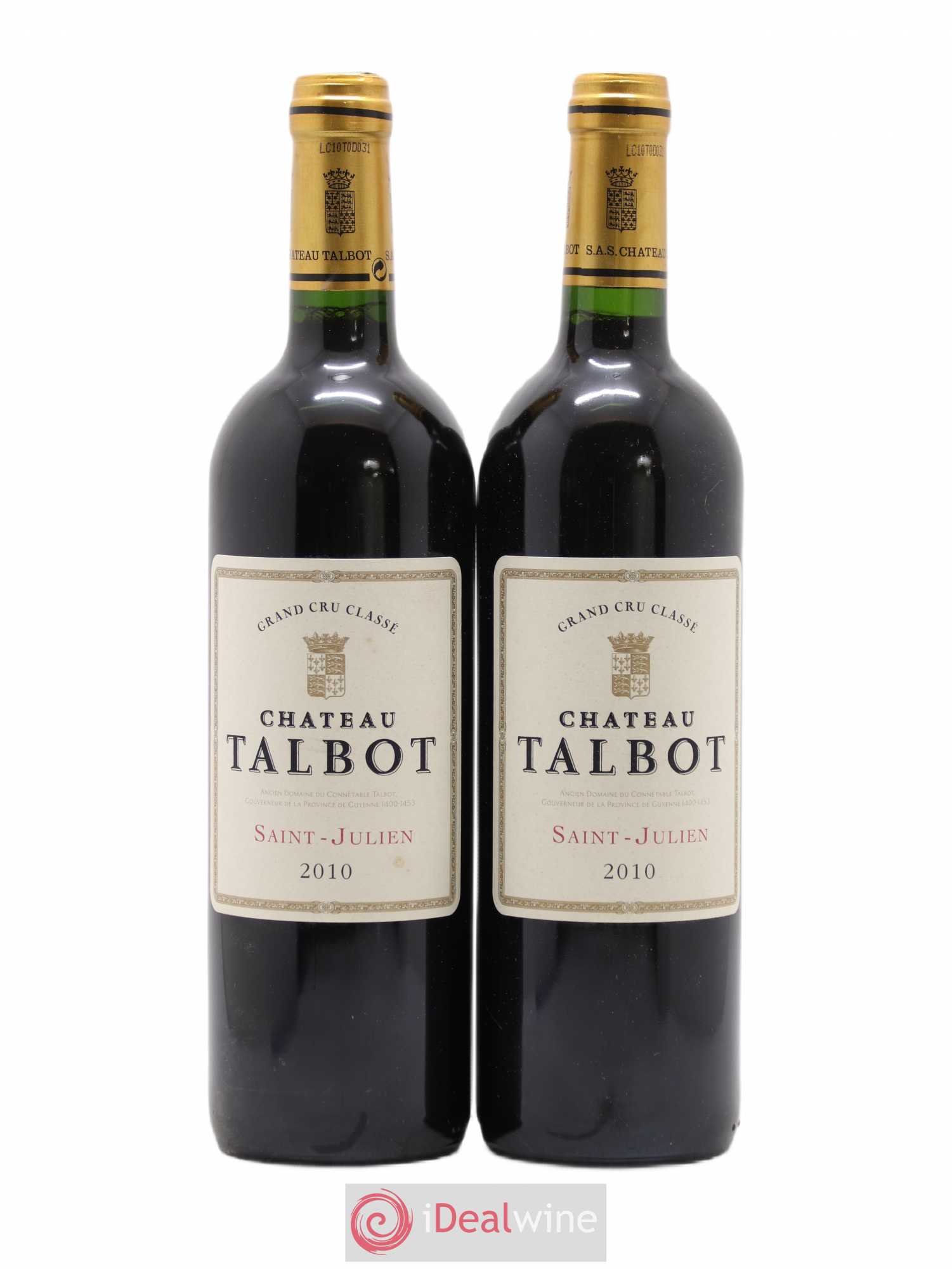 Château Talbot 4ème Grand Cru Classé 2010 - Lot de 2 bouteilles - 0
