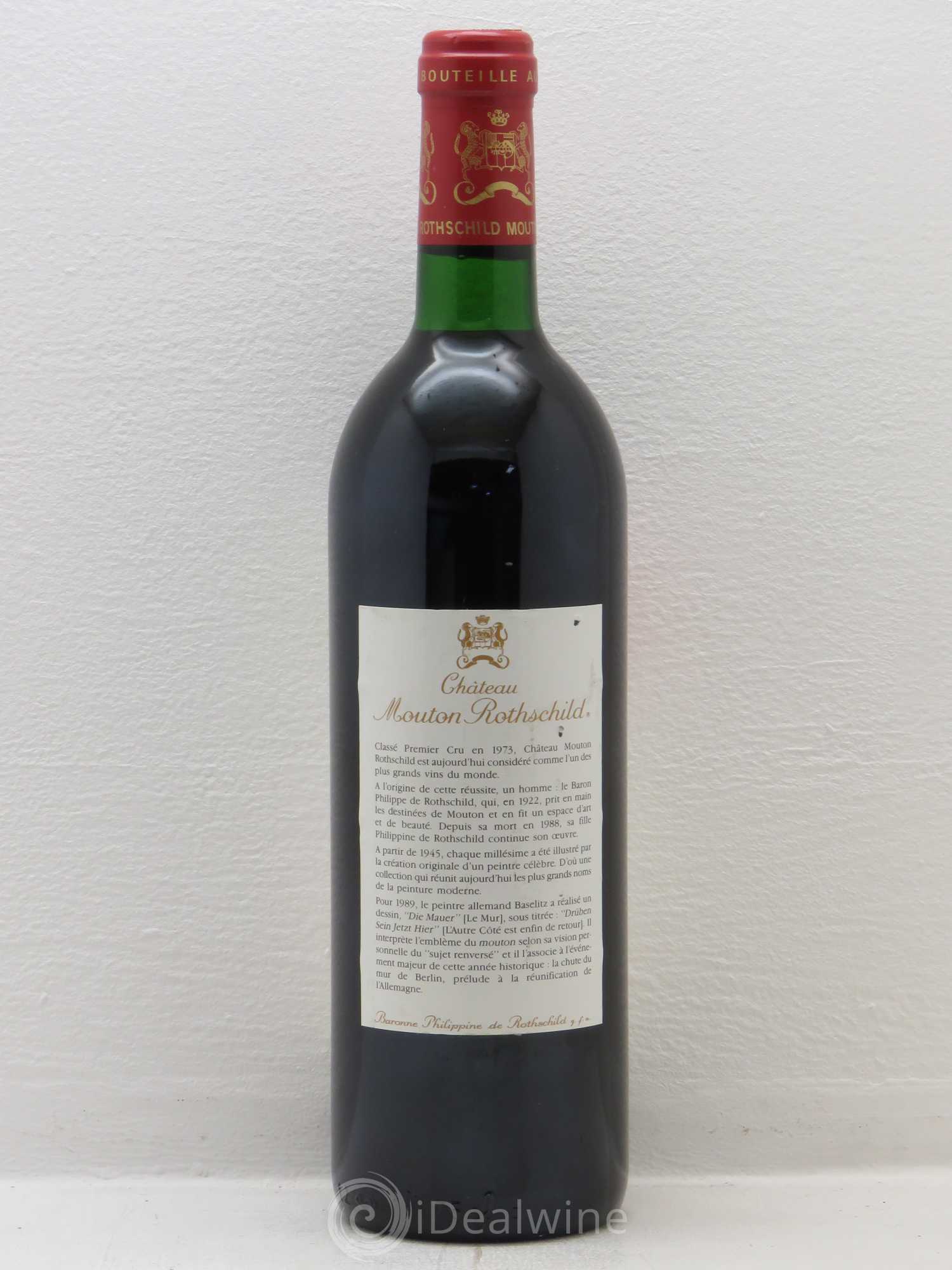 Château Mouton Rothschild 1er Grand Cru Classé 1989 - Lot de 1 bouteille - 1