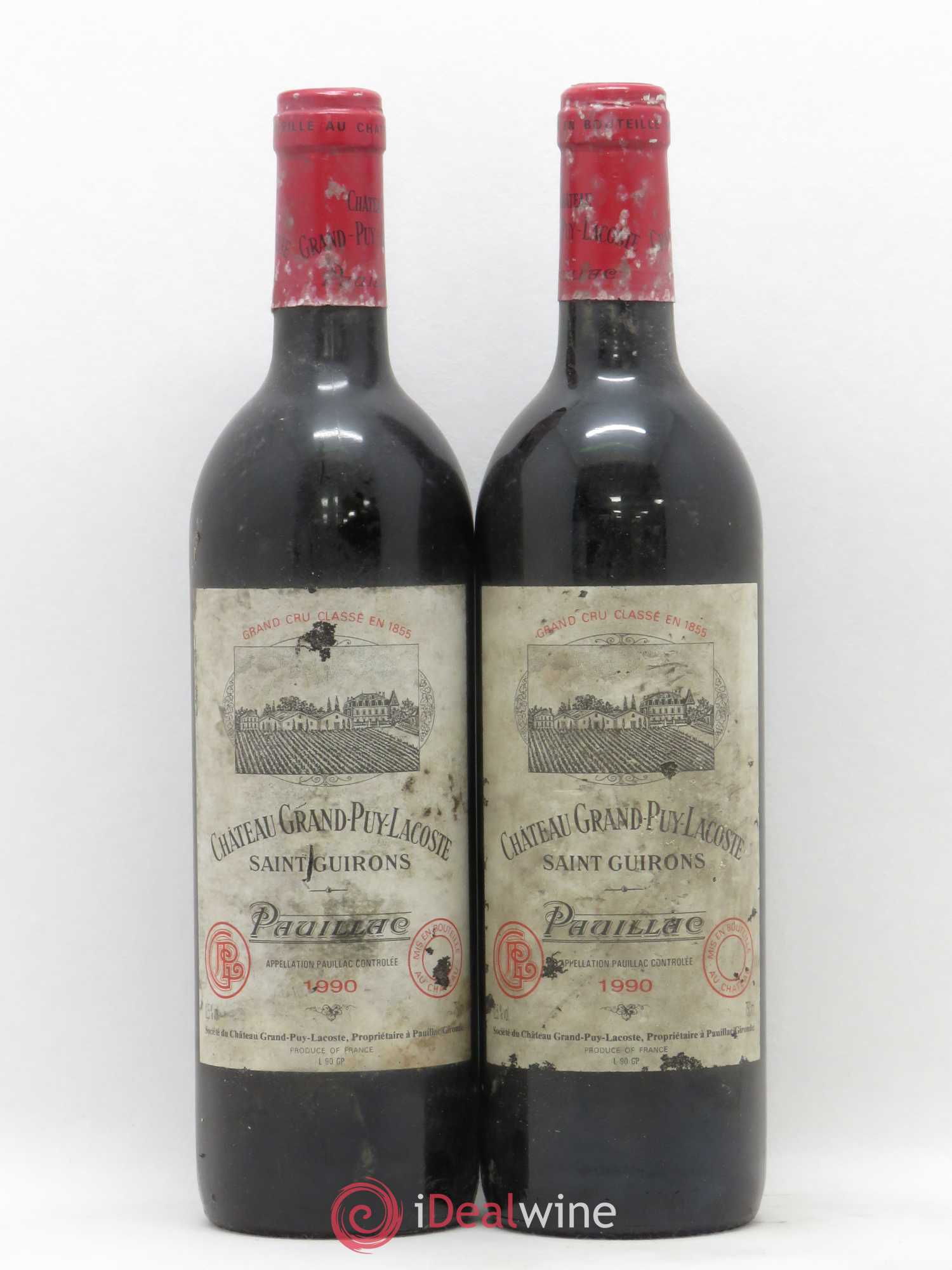 Château Grand Puy Lacoste 5ème Grand Cru Classé 1990 - Lot de 2 bouteilles - 0
