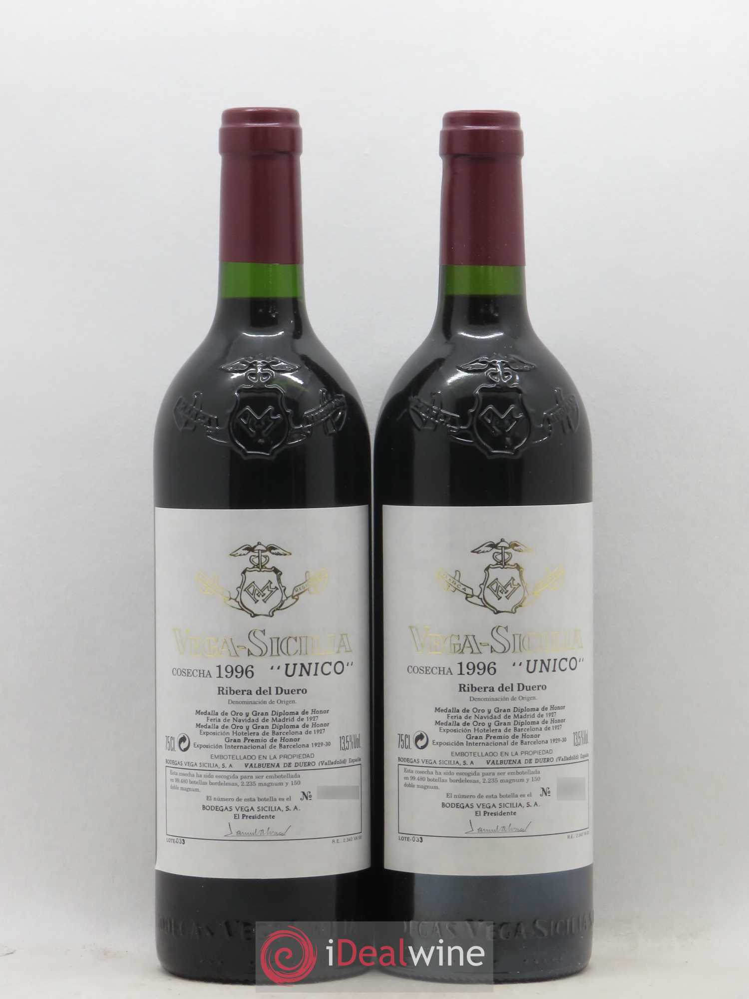 Ribera Del Duero DO Vega Sicilia Unico Famille Alvarez 1996 - Lot de 2 bouteilles - 0