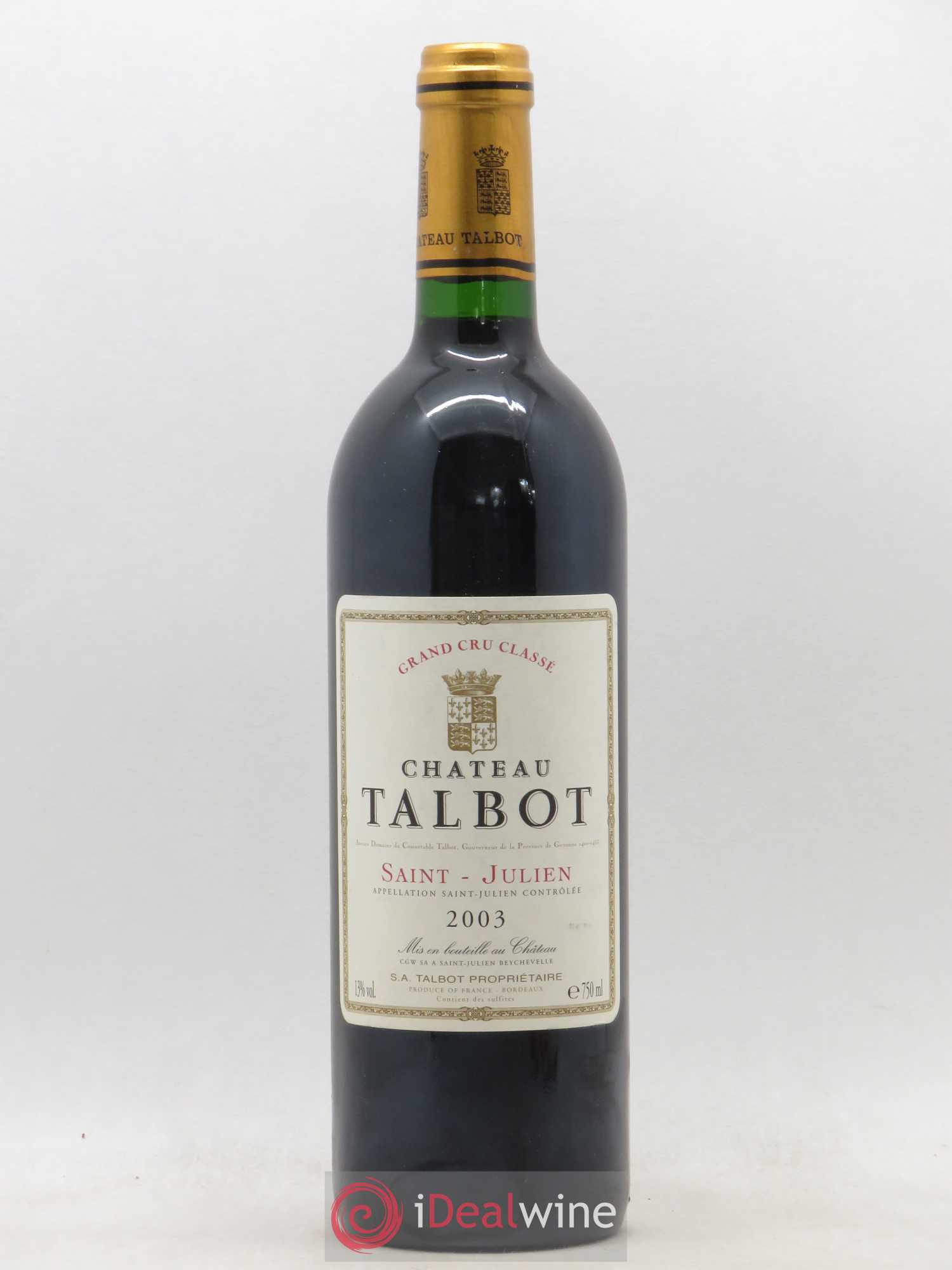 Château Talbot 4ème Grand Cru Classé 2003 - Lot de 1 bouteille - 0