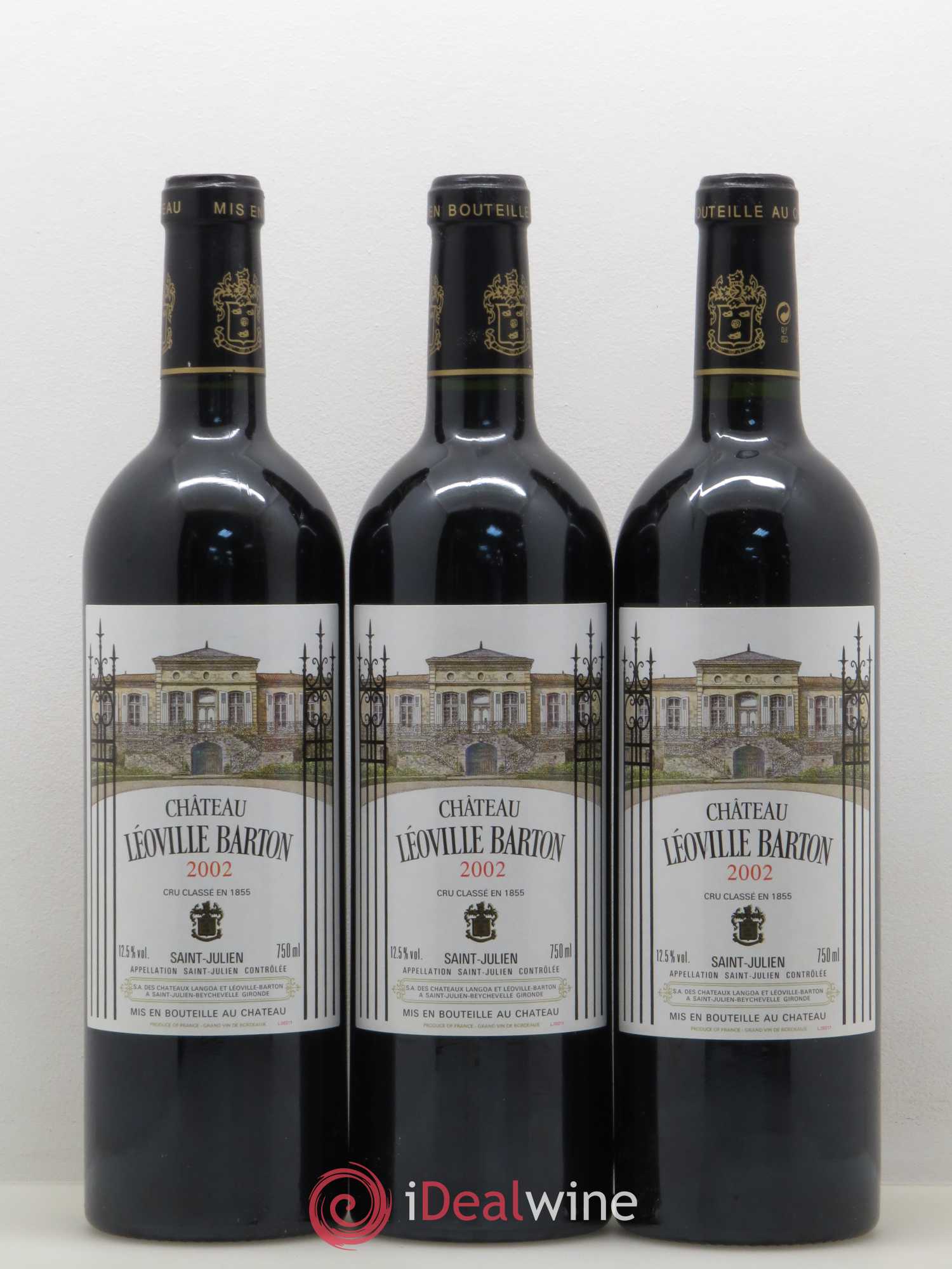 Château Léoville Barton 2ème Grand Cru Classé 2002 - Lot de 3 bouteilles - 0