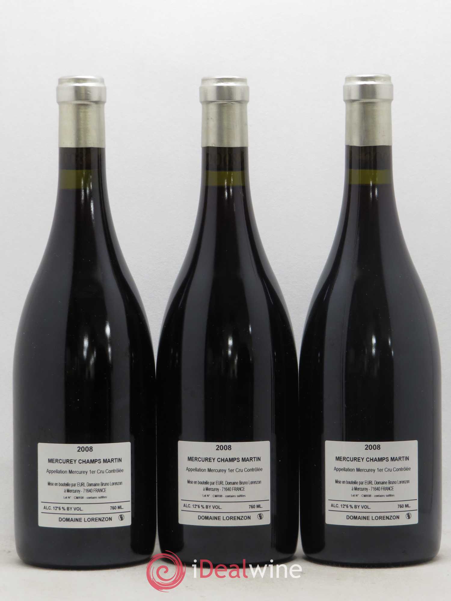 Mercurey 1er Cru Les Champs Martin Bruno Lorenzon 2008 - Lot de 3 bouteilles - 1