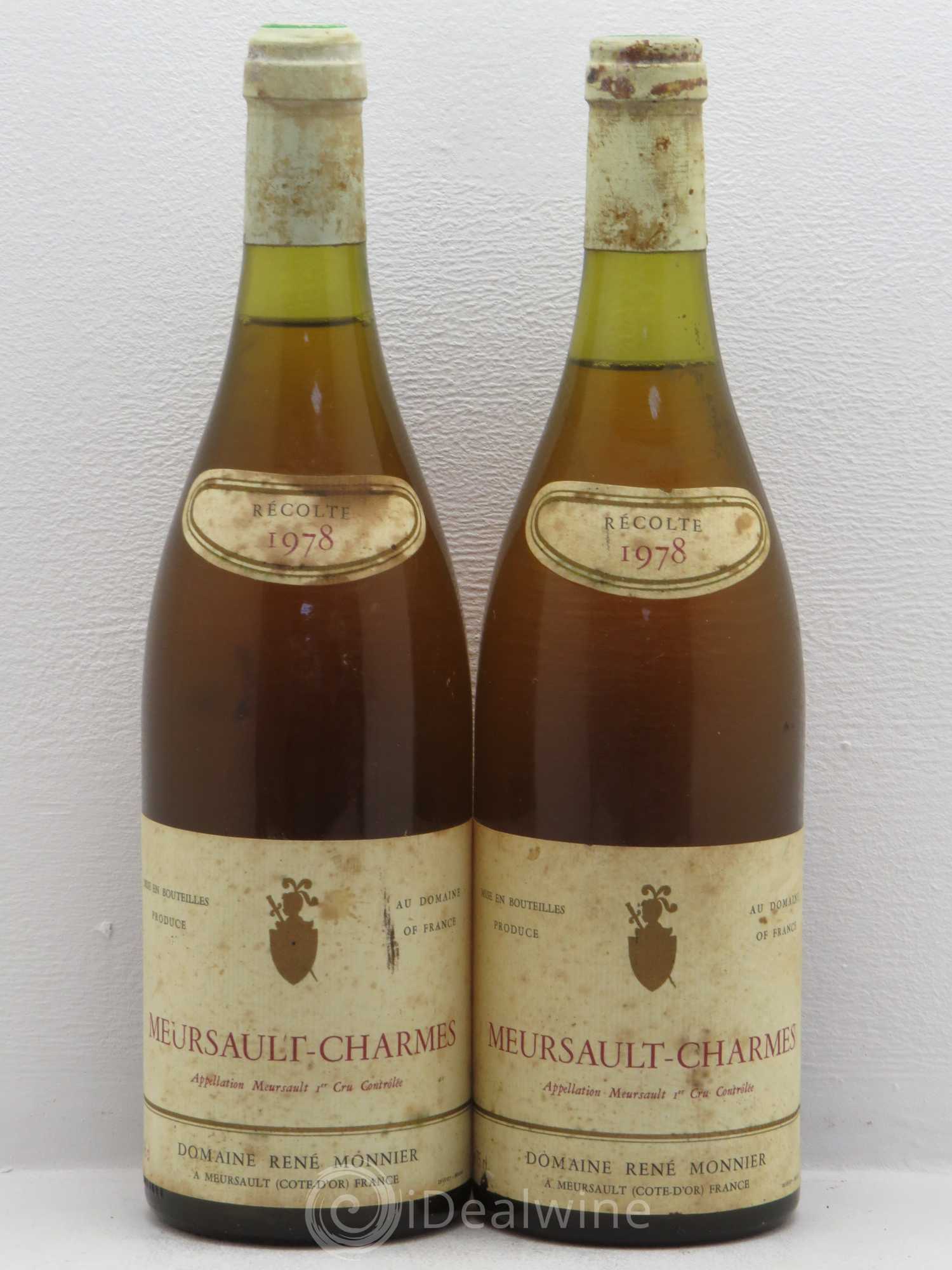 Meursault 1er Cru Charme René Monnier 1978 - Lot de 2 bouteilles - 0