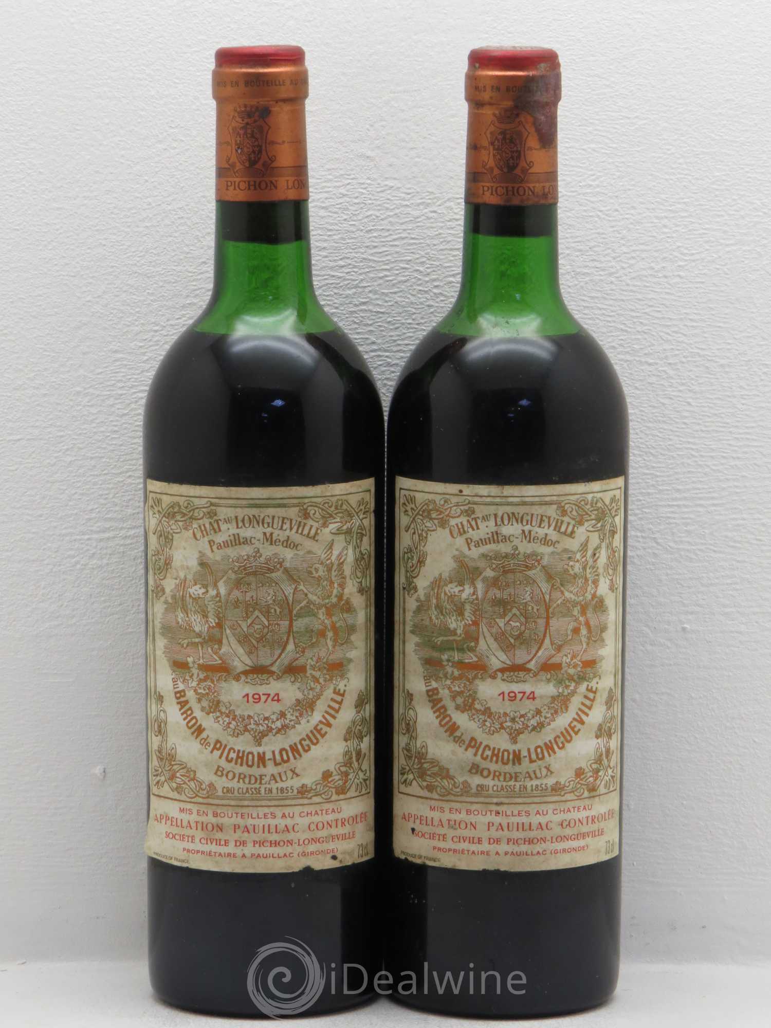 Pichon Longueville Baron 2ème Grand Cru Classé 1974 - Lot de 2 bouteilles - 0