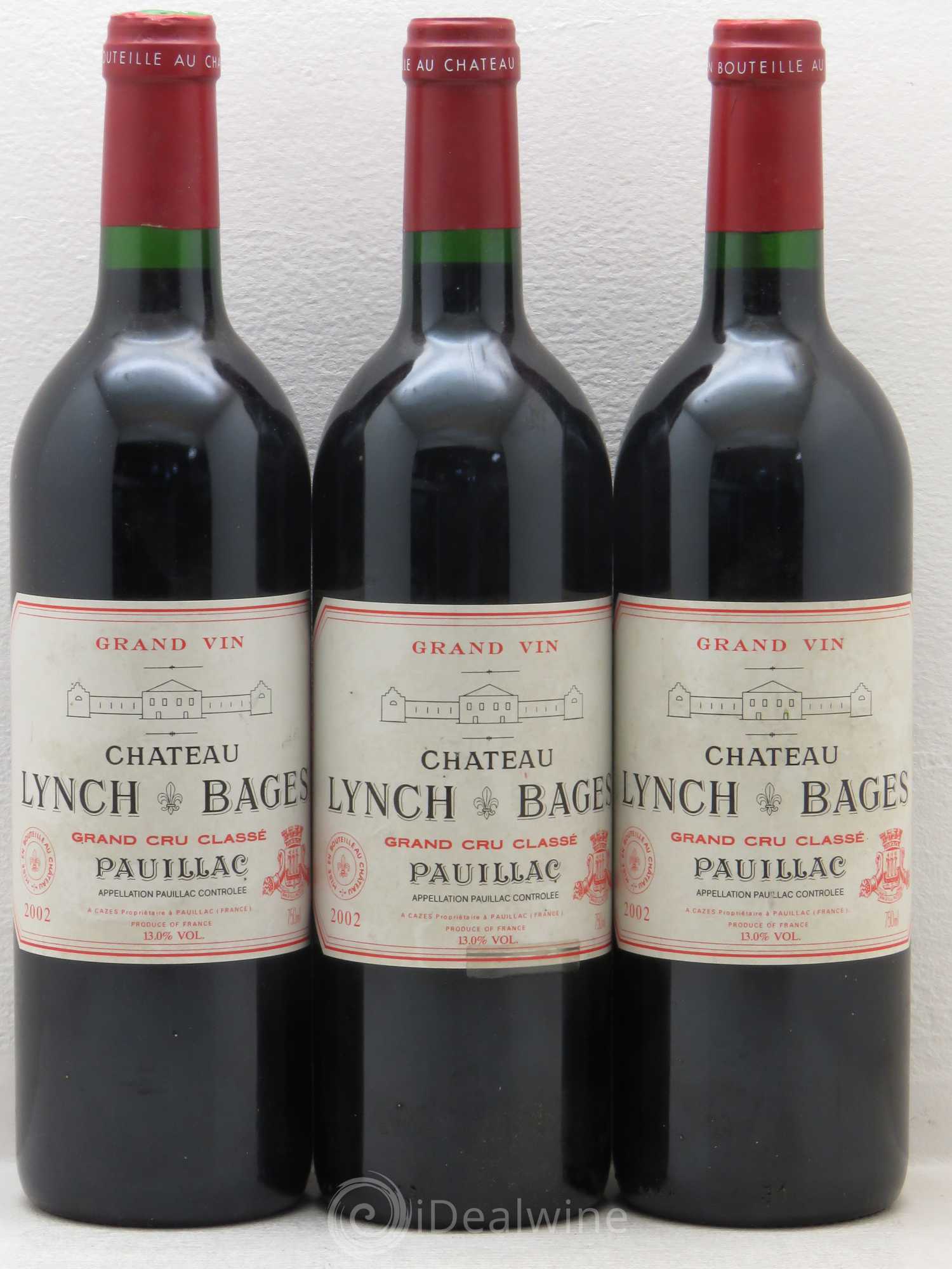 Château Lynch Bages 5ème Grand Cru Classé 2002 - Lot de 3 bouteilles - 0