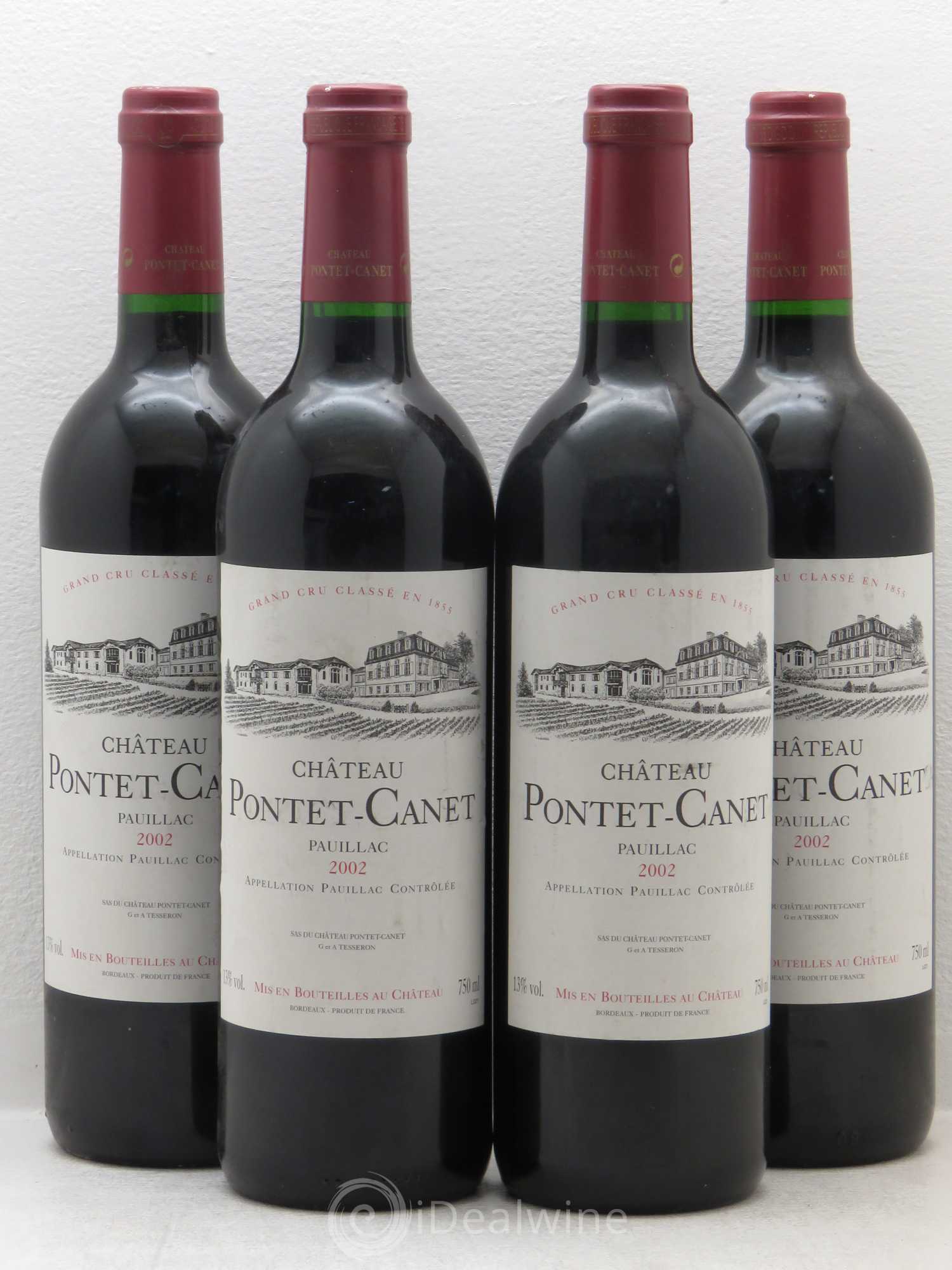 Château Pontet Canet 5ème Grand Cru Classé 2002 - Lot de 4 bouteilles - 0