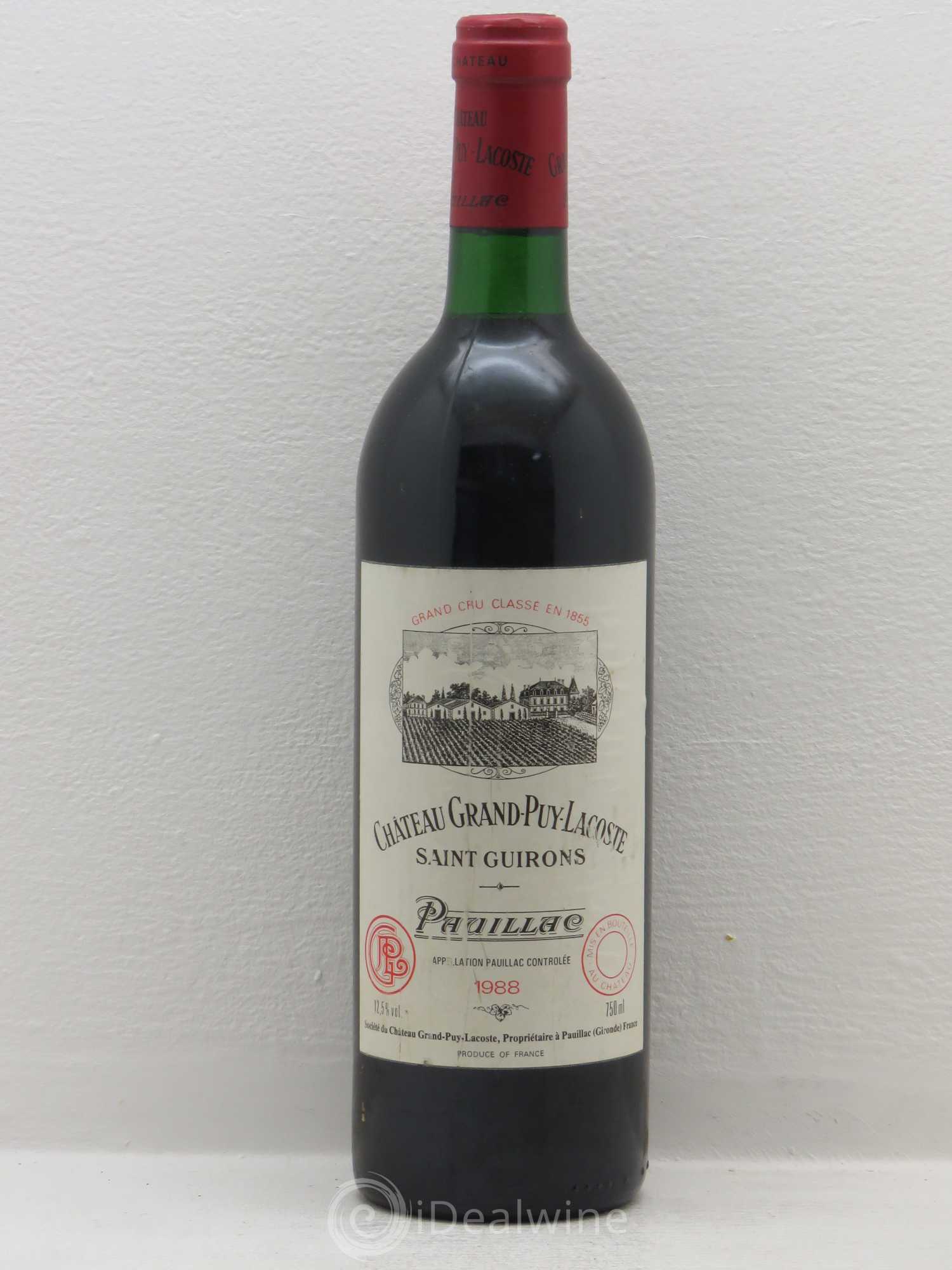 Château Grand Puy Lacoste 5ème Grand Cru Classé 1988 - Lot de 1 bouteille - 0