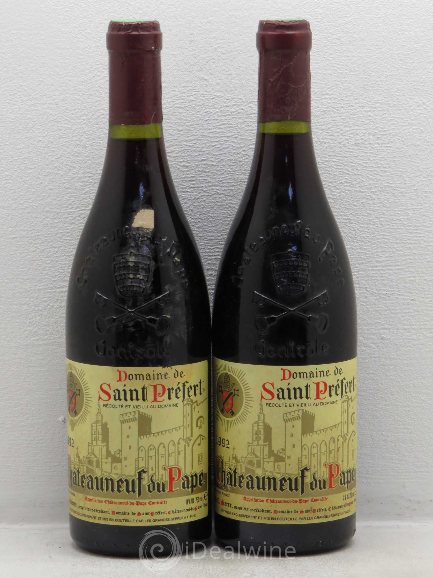 Châteauneuf-du-Pape Domaine Saint-Préfert 1992 - Lot de 2 bouteilles - 0
