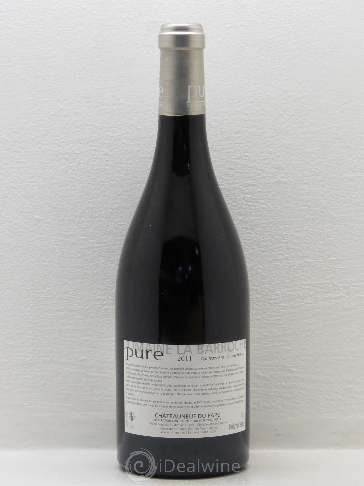 Châteauneuf-du-Pape Cuvée Pure Domaine La Barroche (sans prix de réserve) 2011 - Lot de 1 bouteille - 1