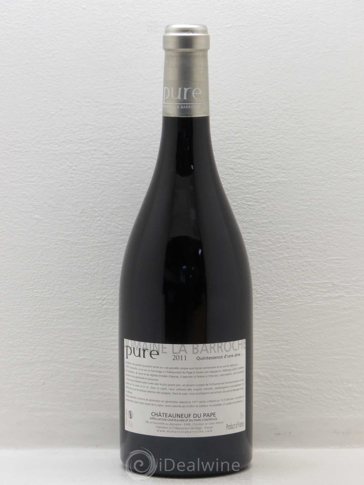 Châteauneuf-du-Pape Cuvée Pure Domaine La Barroche (sans prix de réserve) 2011 - Lot de 1 bouteille - 1