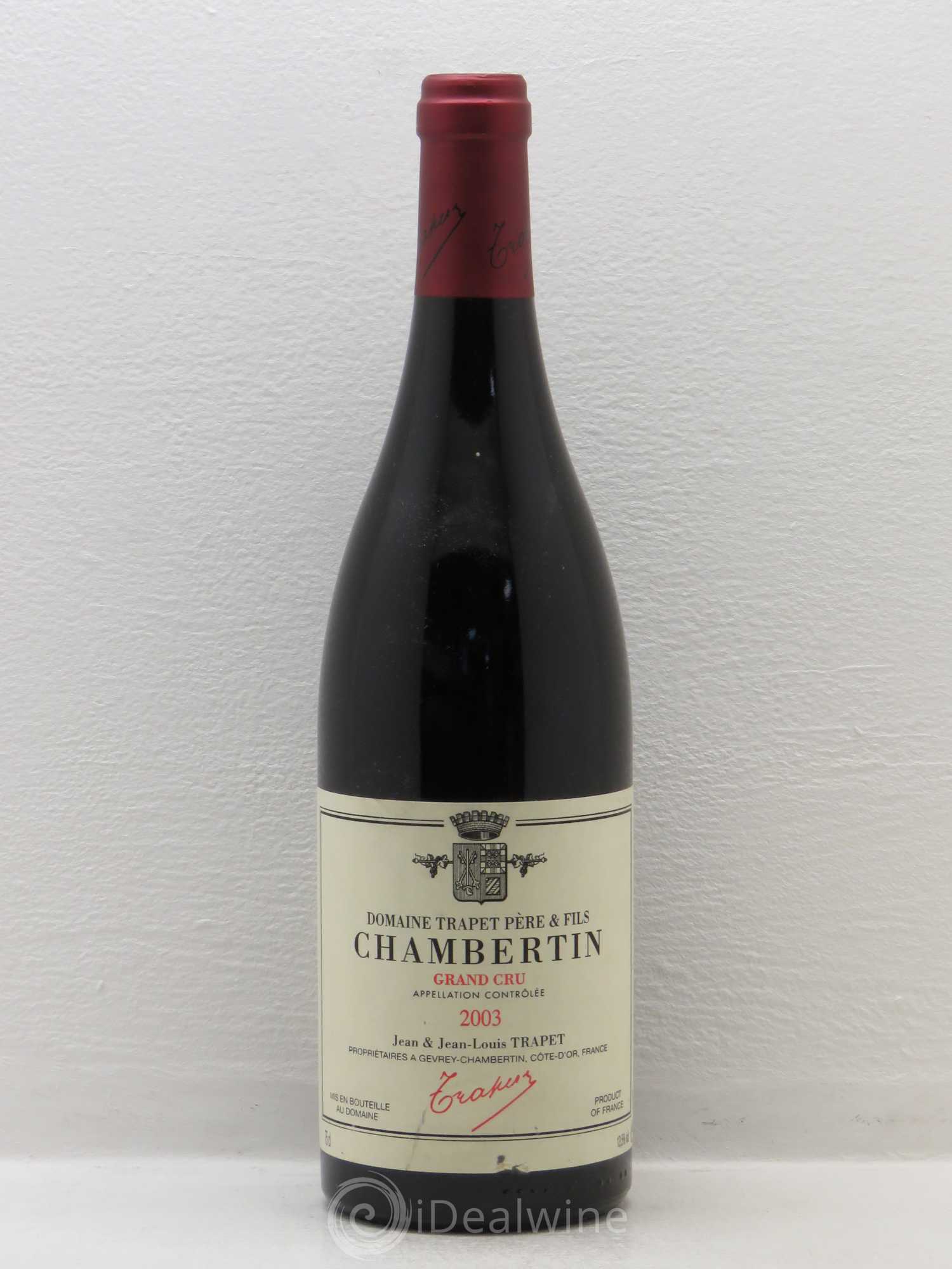 Chambertin Grand Cru Domaine Trapet (sans prix de réserve) 2003 - Lot de 1 bouteille - 0