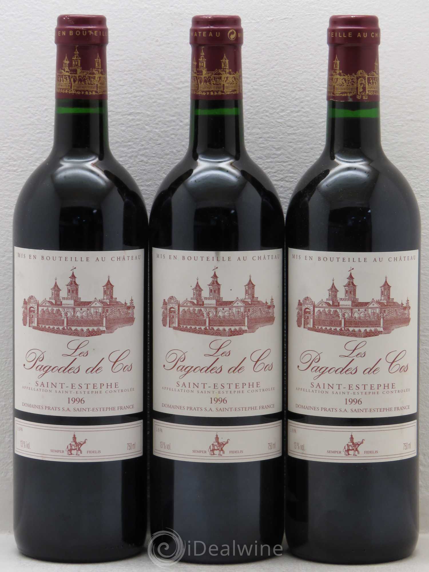 Les Pagodes de Cos Second Vin (sans prix de réserve) 1996 - Lot de 3 bouteilles - 0
