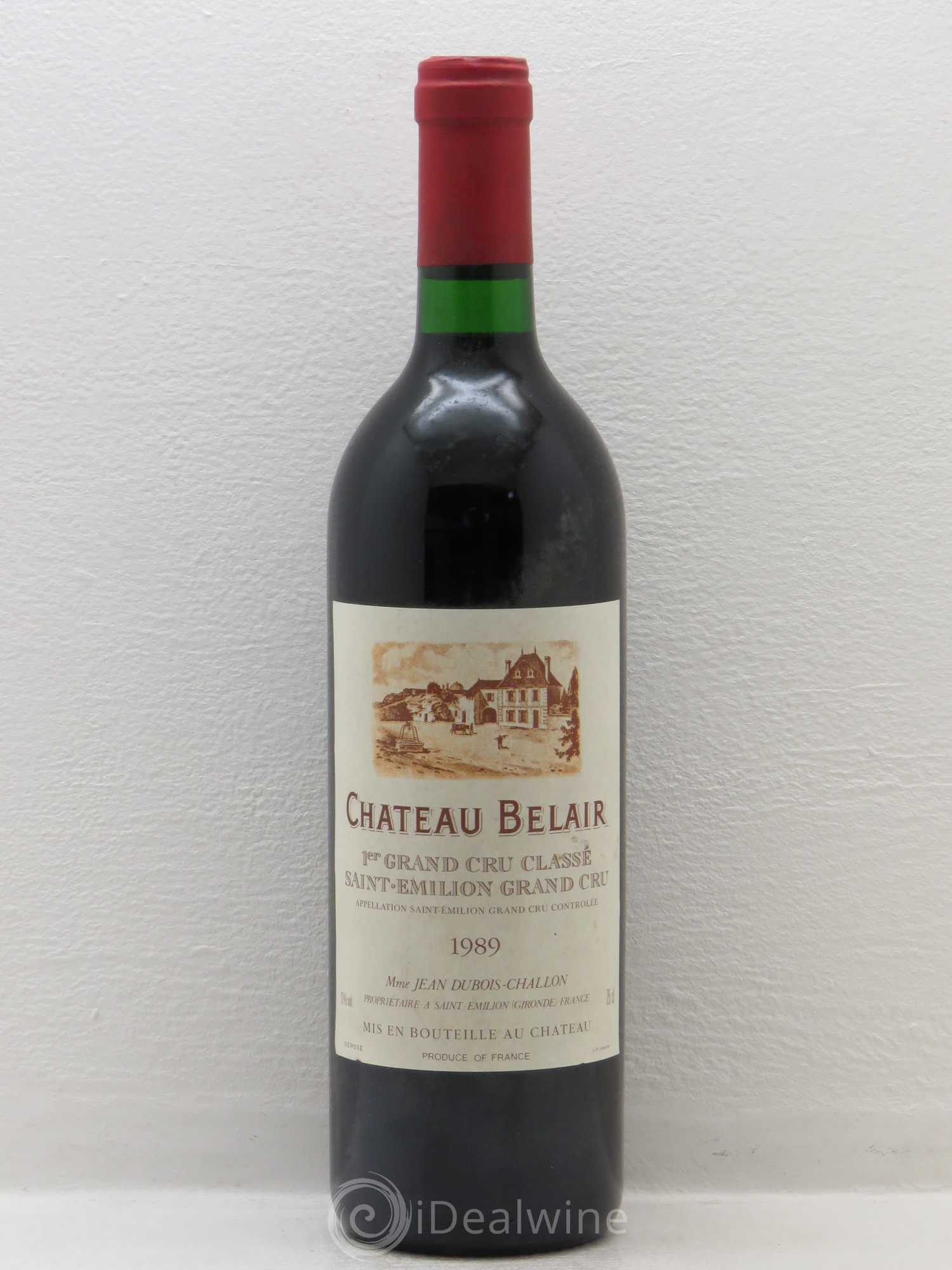 Château Belair (Belair-Monange) 1er Grand Cru Classé B (sans prix de réserve) 1989 - Lot de 1 bouteille - 0
