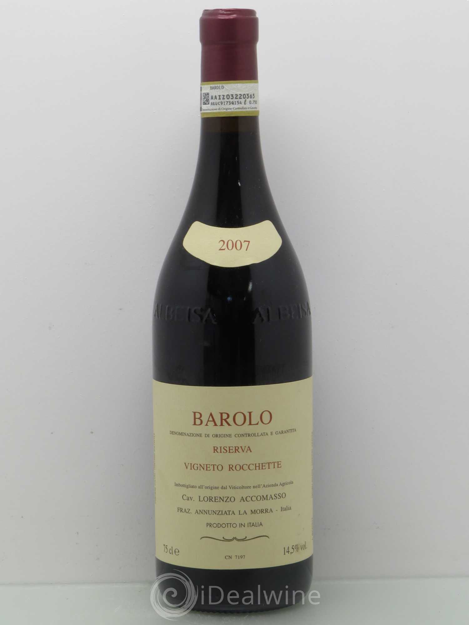 Barolo Vigneto Rocchette Riserva Cav. Lorenzo Accomasso 2007 - Lot de 1 bouteille - 0
