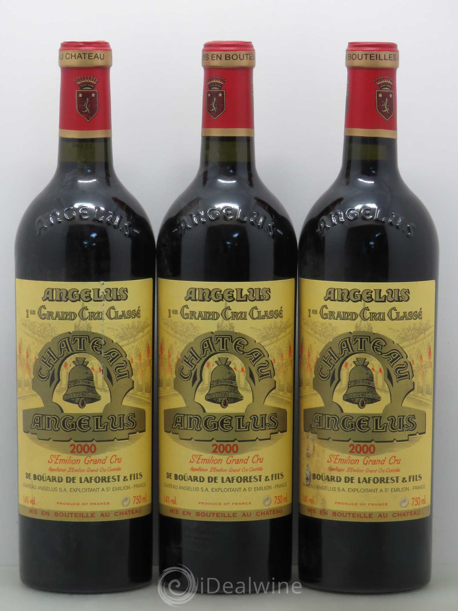 Château Angélus 1er Grand Cru Classé A 2000 - Lot de 3 bouteilles - 0