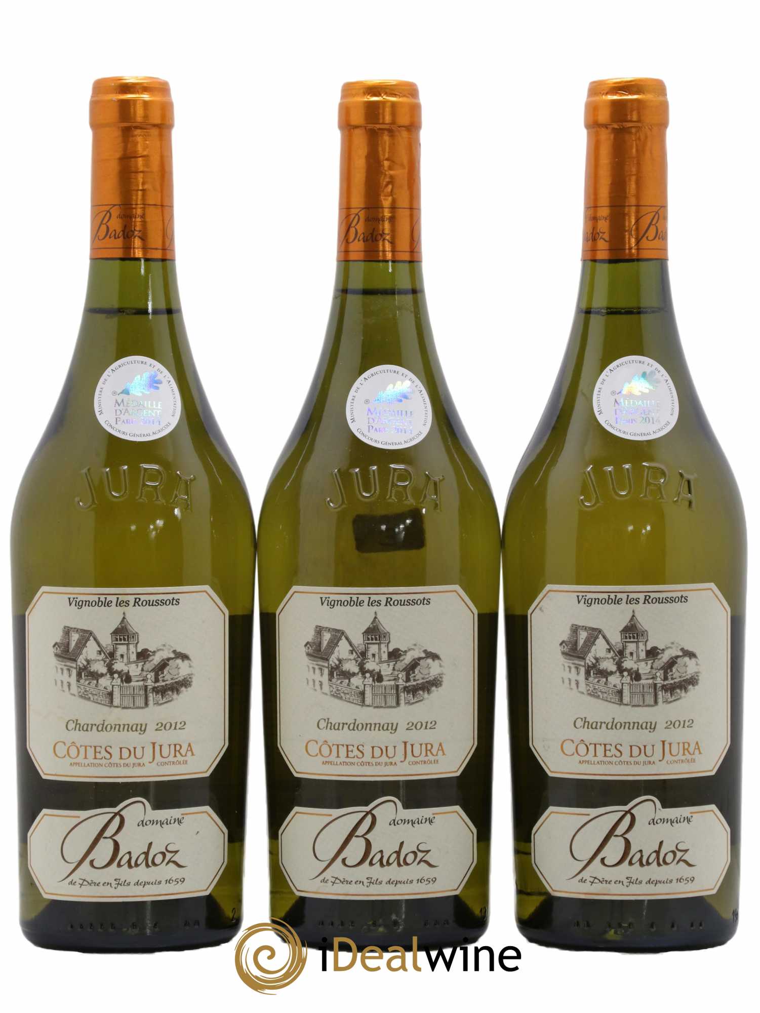 Côtes du Jura Chardonnay Vignoble Les Roussots Domaine Badoz 2012 - Lot de 3 bouteilles - 0