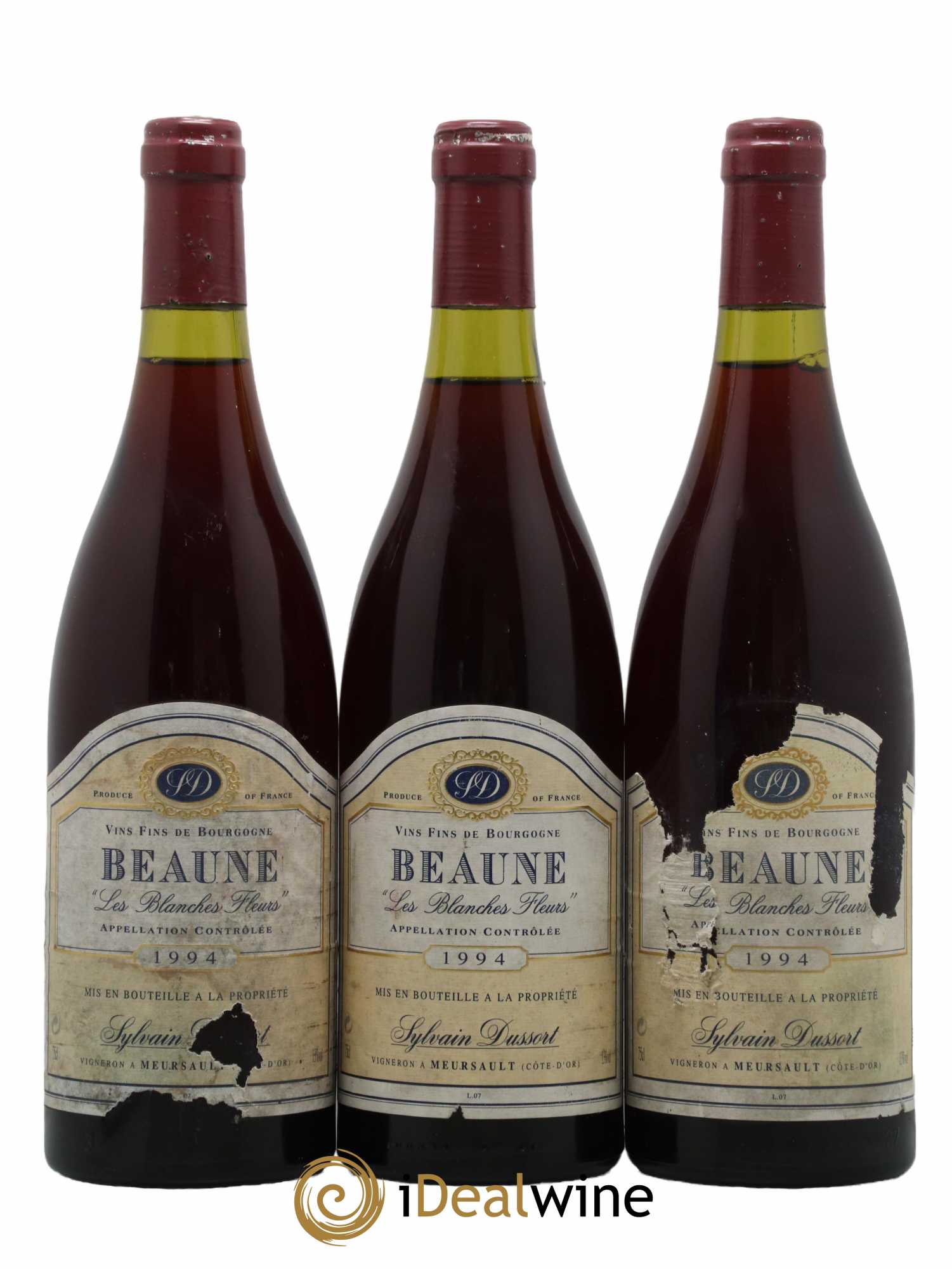 Beaune Les Blanches Fleurs Domaine Sylvain Dussort 1994 - Lot de 3 bouteilles - 0