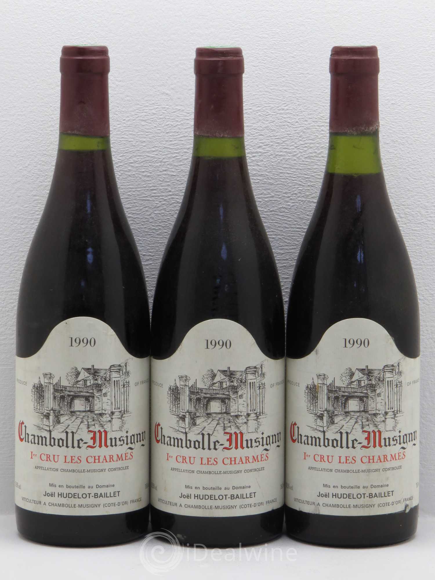 Chambolle-Musigny 1er Cru Les Charmes Hudelot Baillet 1990 - Posten von 3 Flaschen - 0