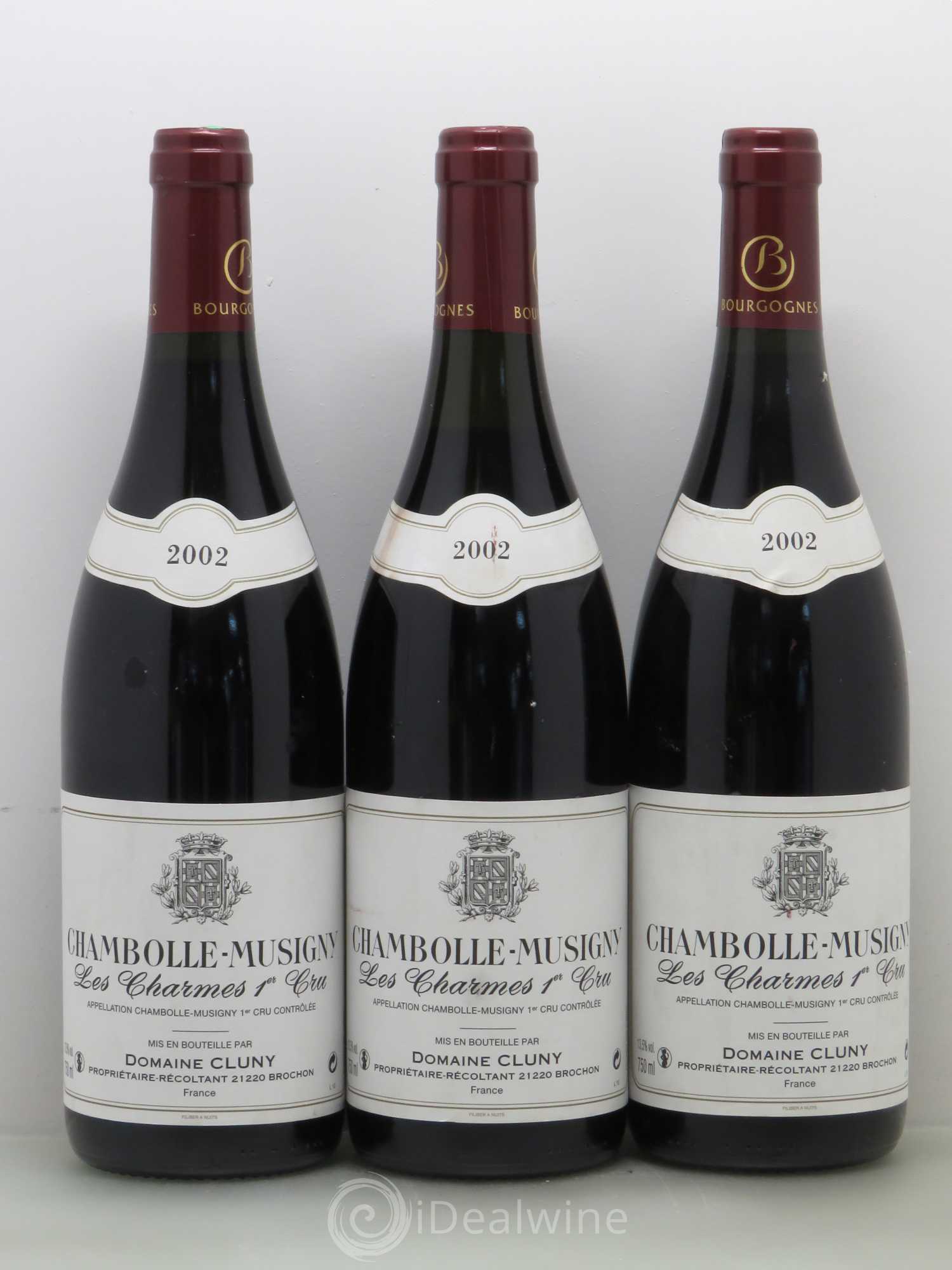 Chambolle-Musigny 1er Cru Les Charmes Domaine Cluny 2002 - Posten von 3 Flaschen - 0