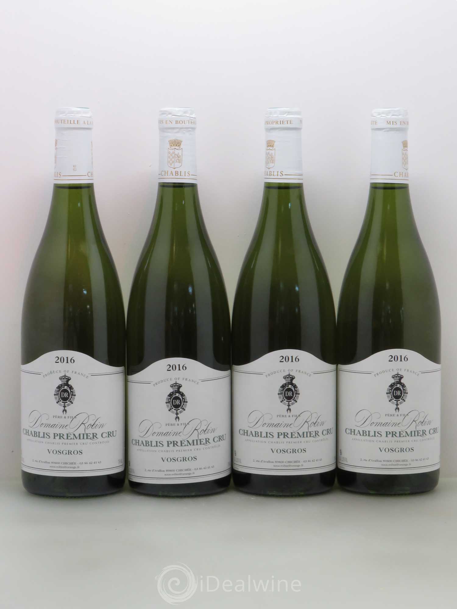 Chablis 1er Cru Vosgros Domaine Robin Pere Et Fils (sans prix de réserve) 2016 - Posten von 4 Flaschen - 0