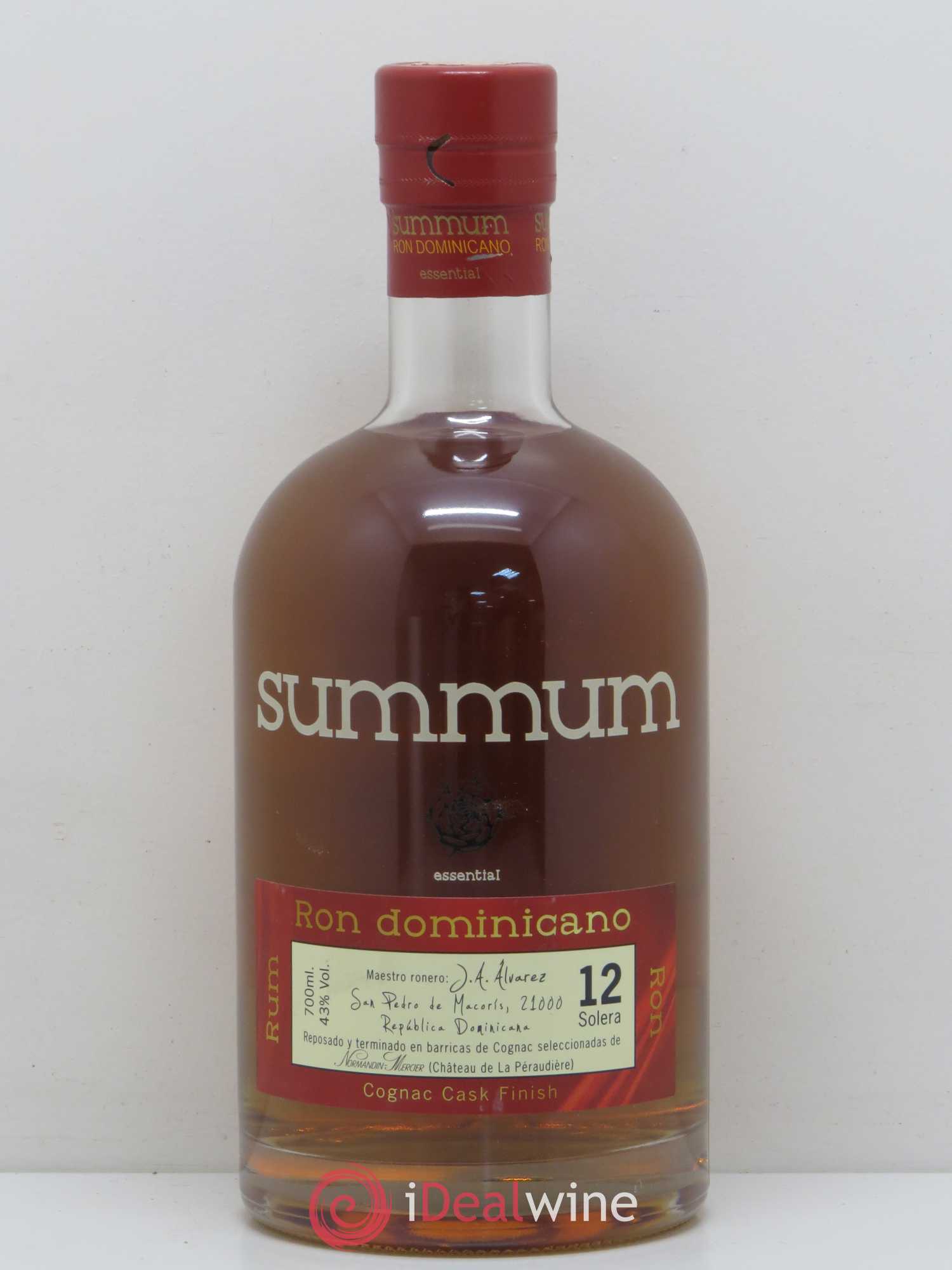 Rhum Rhum summum ron dominicano 12 ans d'age cognac cask finish J.A.Alvarez - Lot of 1 bottle - 0