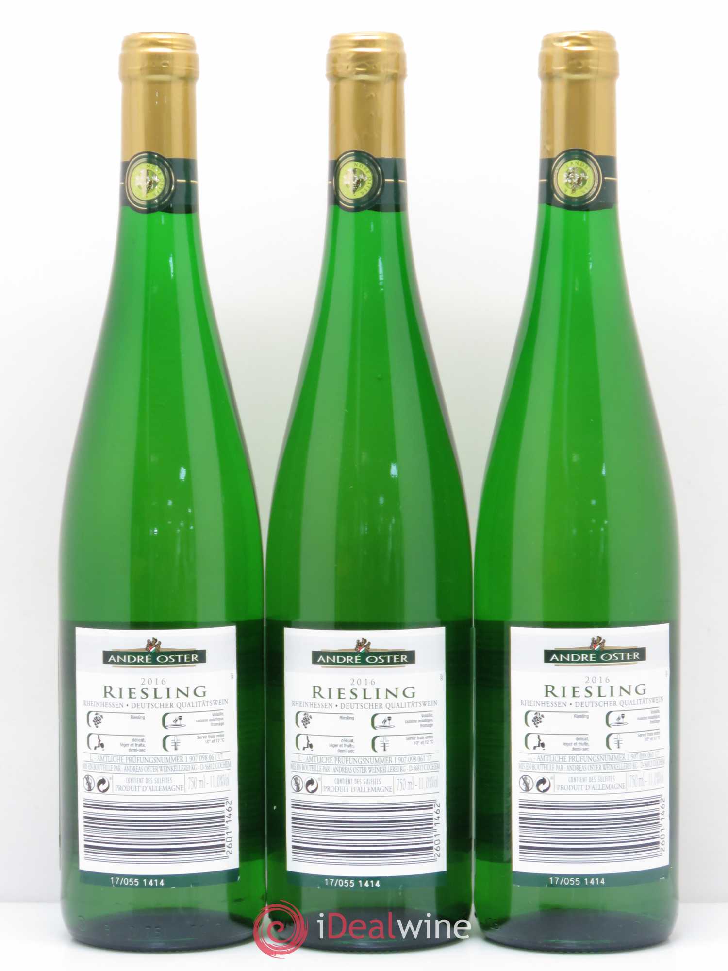 Riesling Andre Oster Allemagne (sans prix de réserve) 2016 - Lotto di 3 bottiglie - 1
