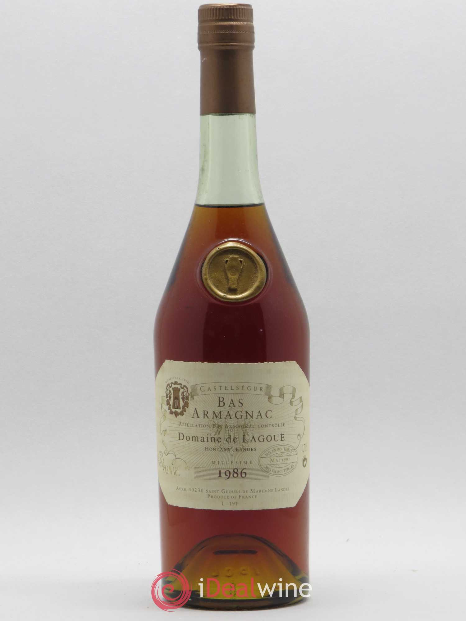 Bas-Armagnac Castelsegur Domaine de Lagoué 1986 - Posten von 1 Flasche - 0