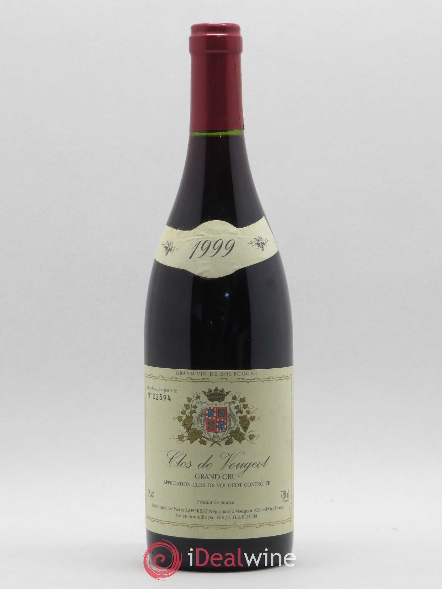 Clos de Vougeot Grand Cru Domaine Pierre Laforest 1999 - Lot de 1 bouteille - 0