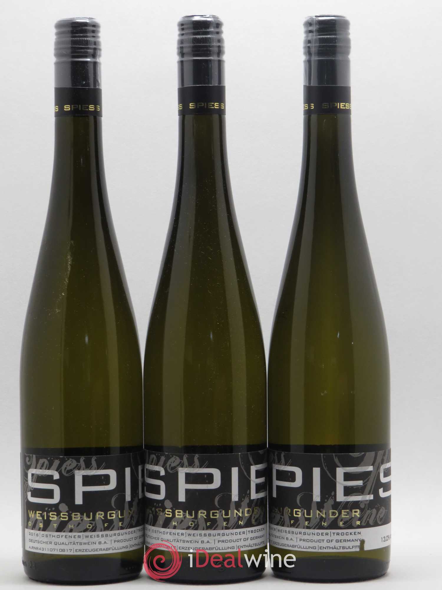 Allemagne Mosel-Saar Spiess Osthofener Weissburgunder Trocken (sans prix de réserve) 2016 - Posten von 3 Flaschen - 0