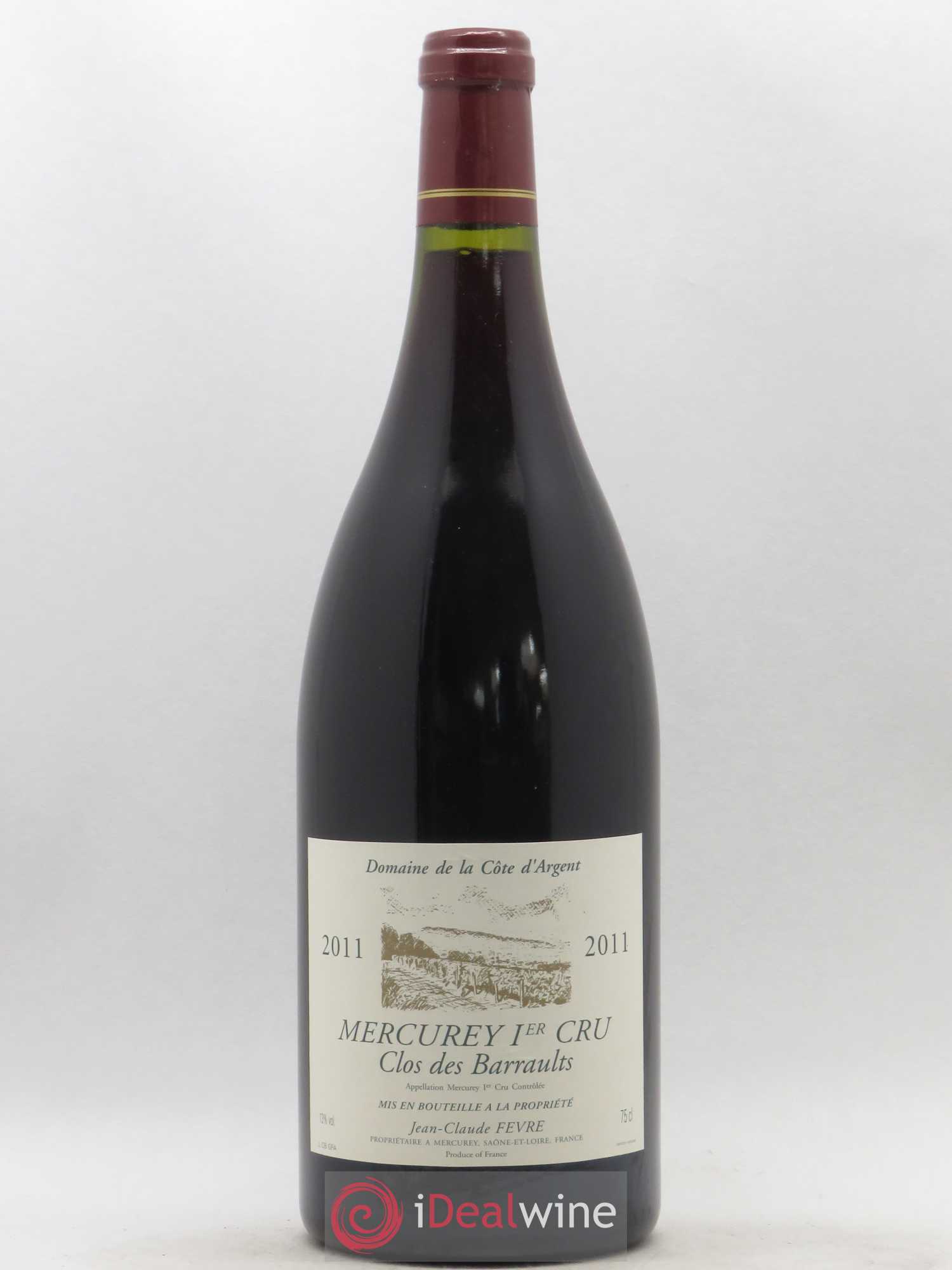 Mercurey 1er Cru Clos des Barraults Domaine de la Côte d'argent Jean Claude Fevre 2011 - Posten von 1 Magnum - 0