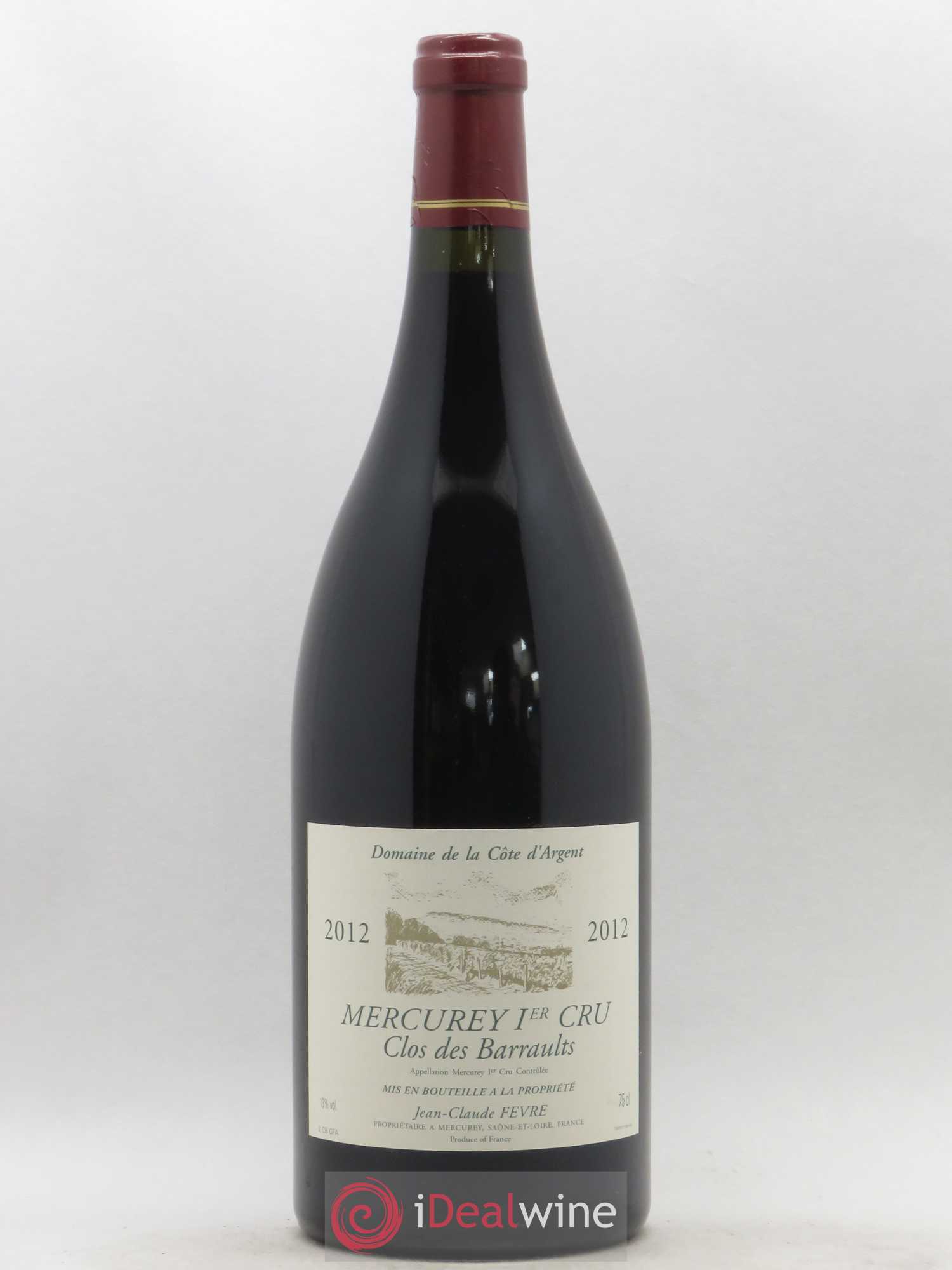 Mercurey 1er Cru Clos des Barraults Domaine de la Côte d'argent Jean Claude Fevre 2012 - Posten von 1 Magnum - 0