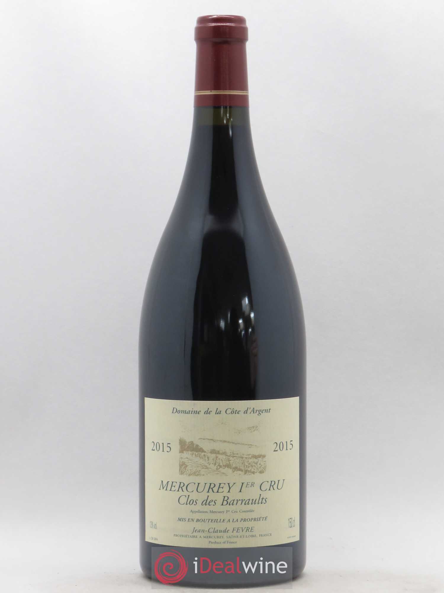 Mercurey 1er Cru Clos des Barraults Domaine de la Côte d'argent Jean Claude Fevre 2015 - Posten von 1 Magnum - 0