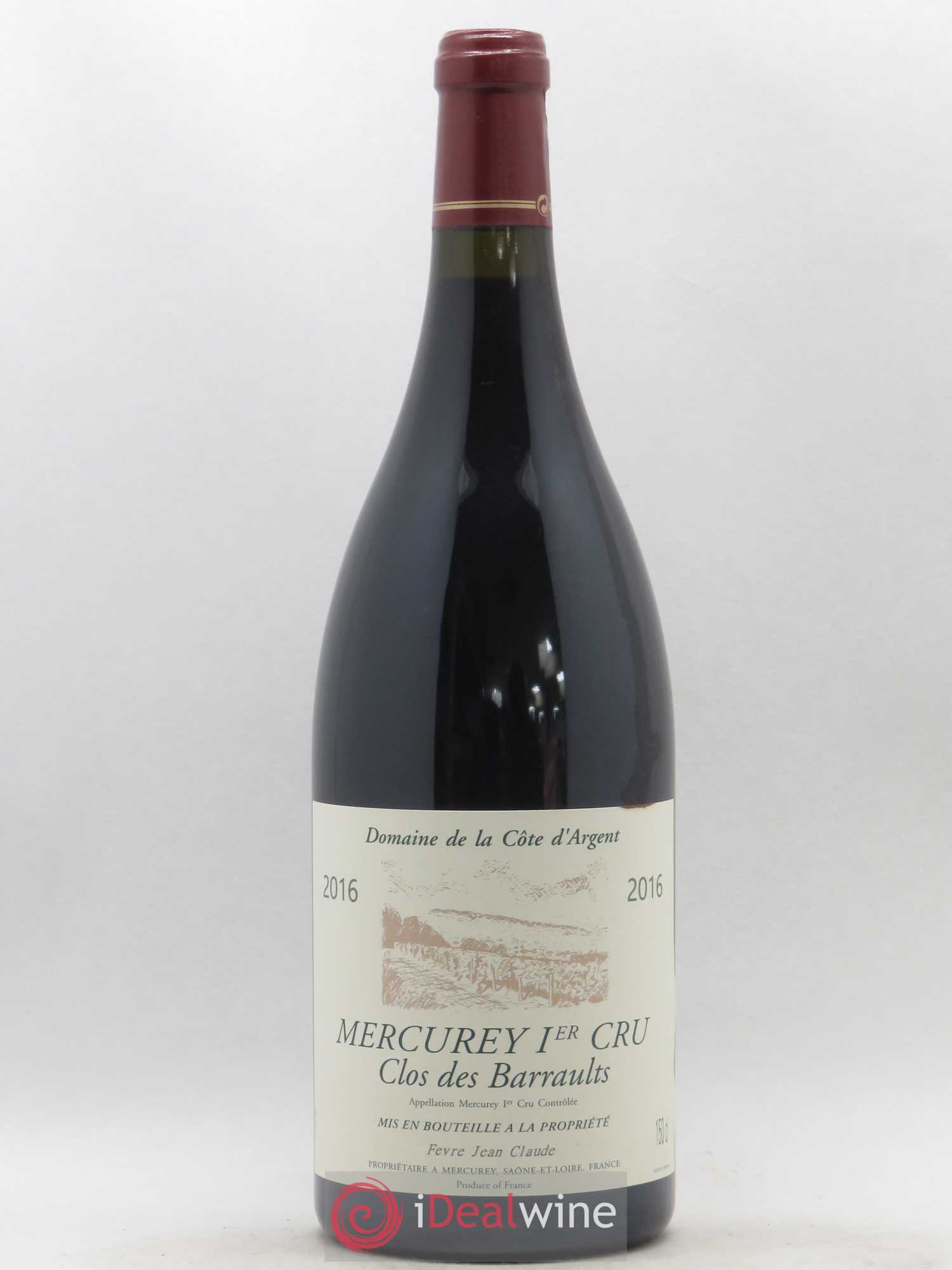 Mercurey 1er Cru Clos des Barraults Domaine de la Côte d'argent Jean Claude Fevre 2016 - Posten von 1 Magnum - 0