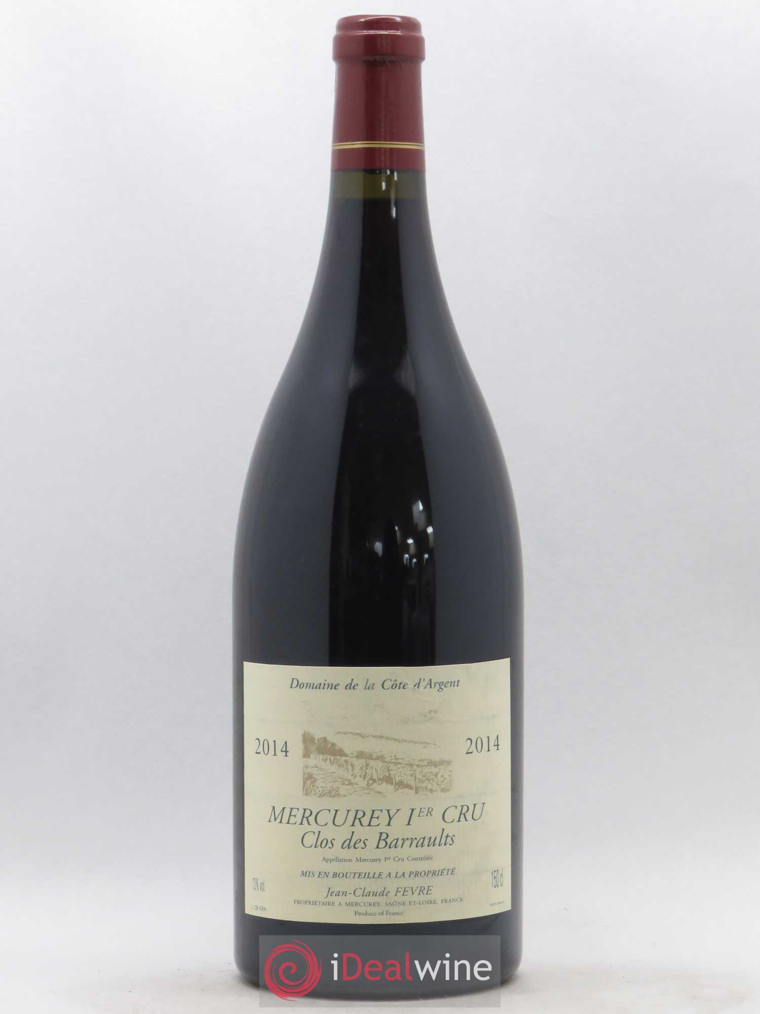 Mercurey 1er Cru Clos des Barraults Domaine de la Côte d'argent Jean Claude Fevre 2014 - Posten von 1 Magnum - 0