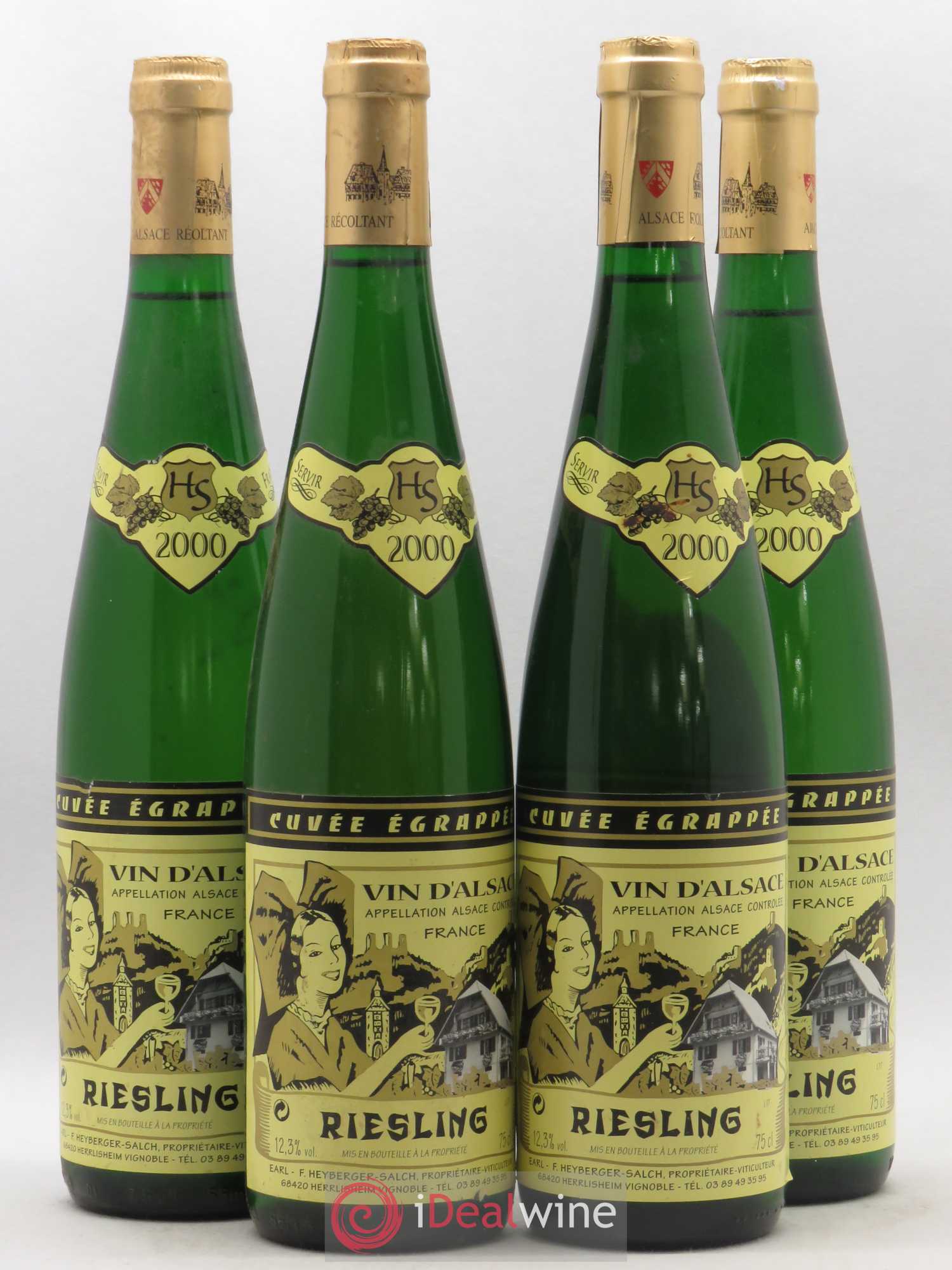 Riesling Domaine Heyberger-Salch Cuvée Egrappée 2000 - Lotto di 4 bottiglie - 0