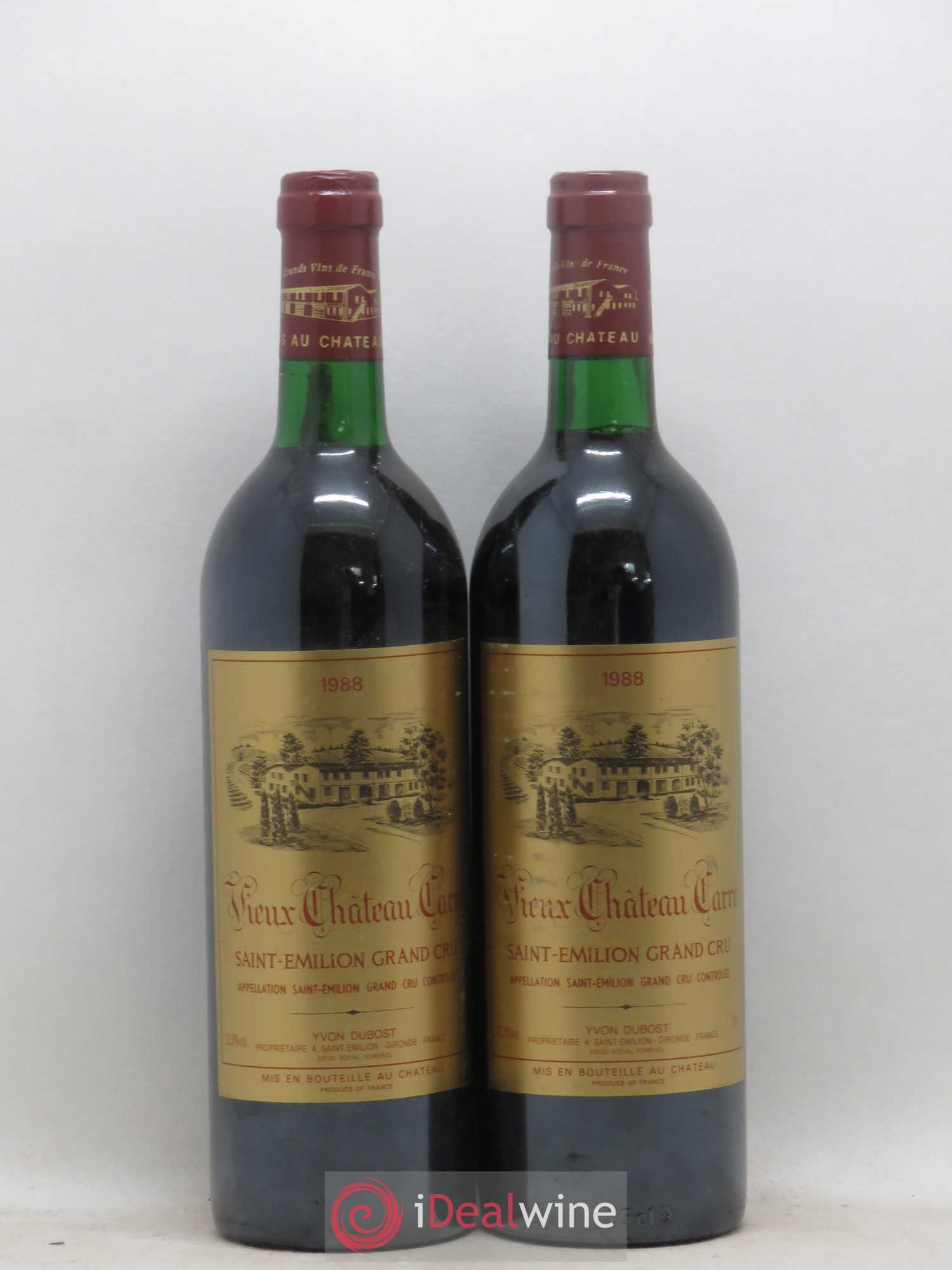 Saint-Émilion Grand Cru Vieux Château Carré (sans prix de réserve) 1988 - Posten von 2 Flaschen - 0