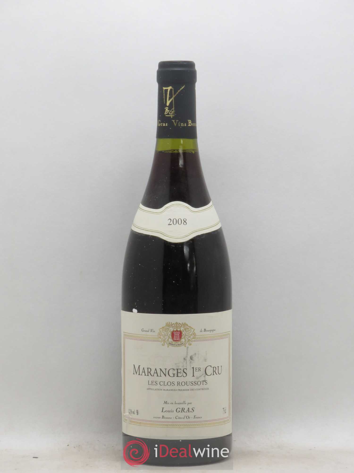 Maranges 1er Cru Les Clos Roussots Domaine Louis Gras (sans prix de réserve) 2008 - Posten von 1 Flasche - 0