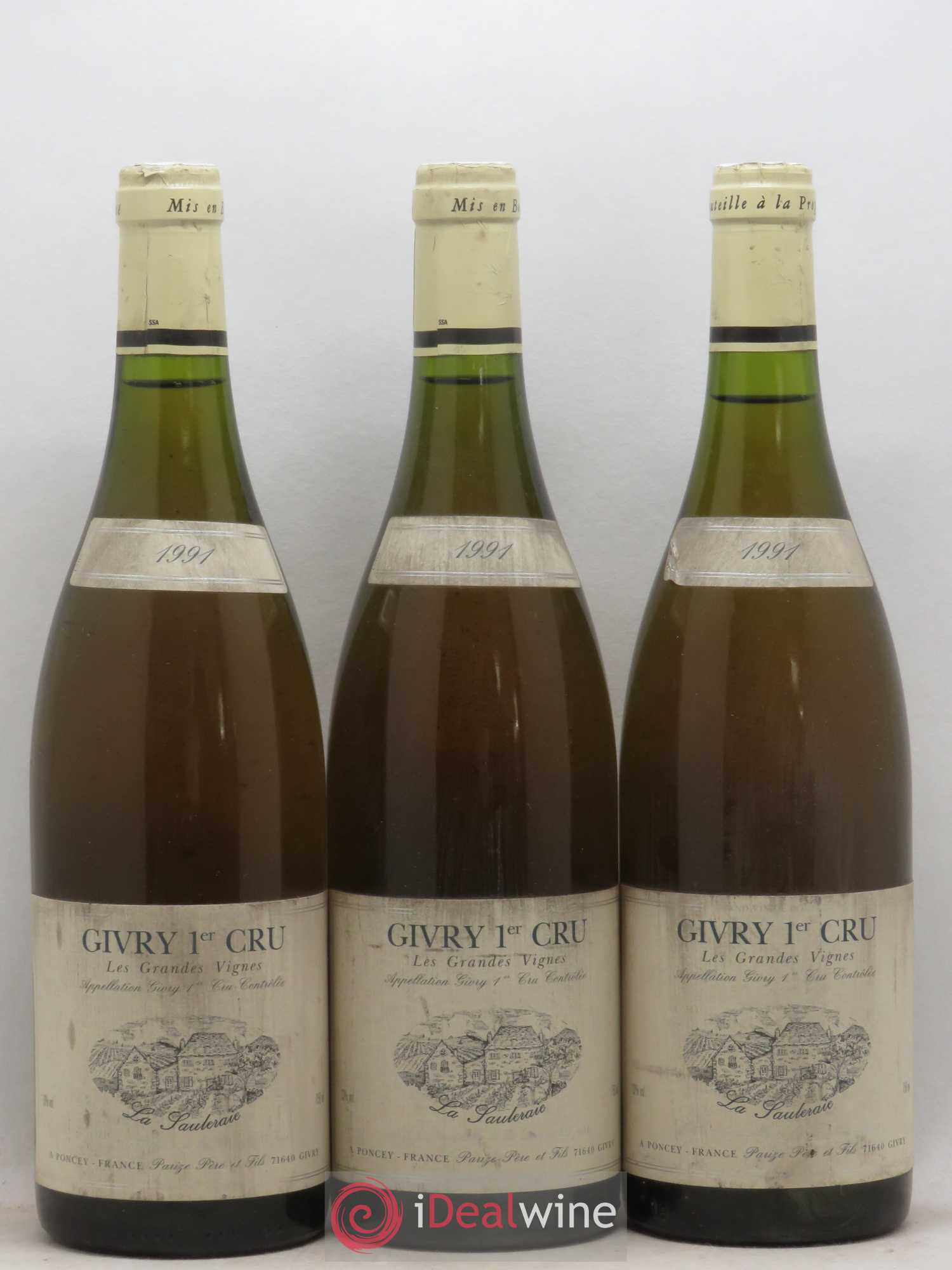 Givry 1er Cru les grandes vignes - La Sauleraie domaine Parizé 1991 - Posten von 3 Flaschen - 0