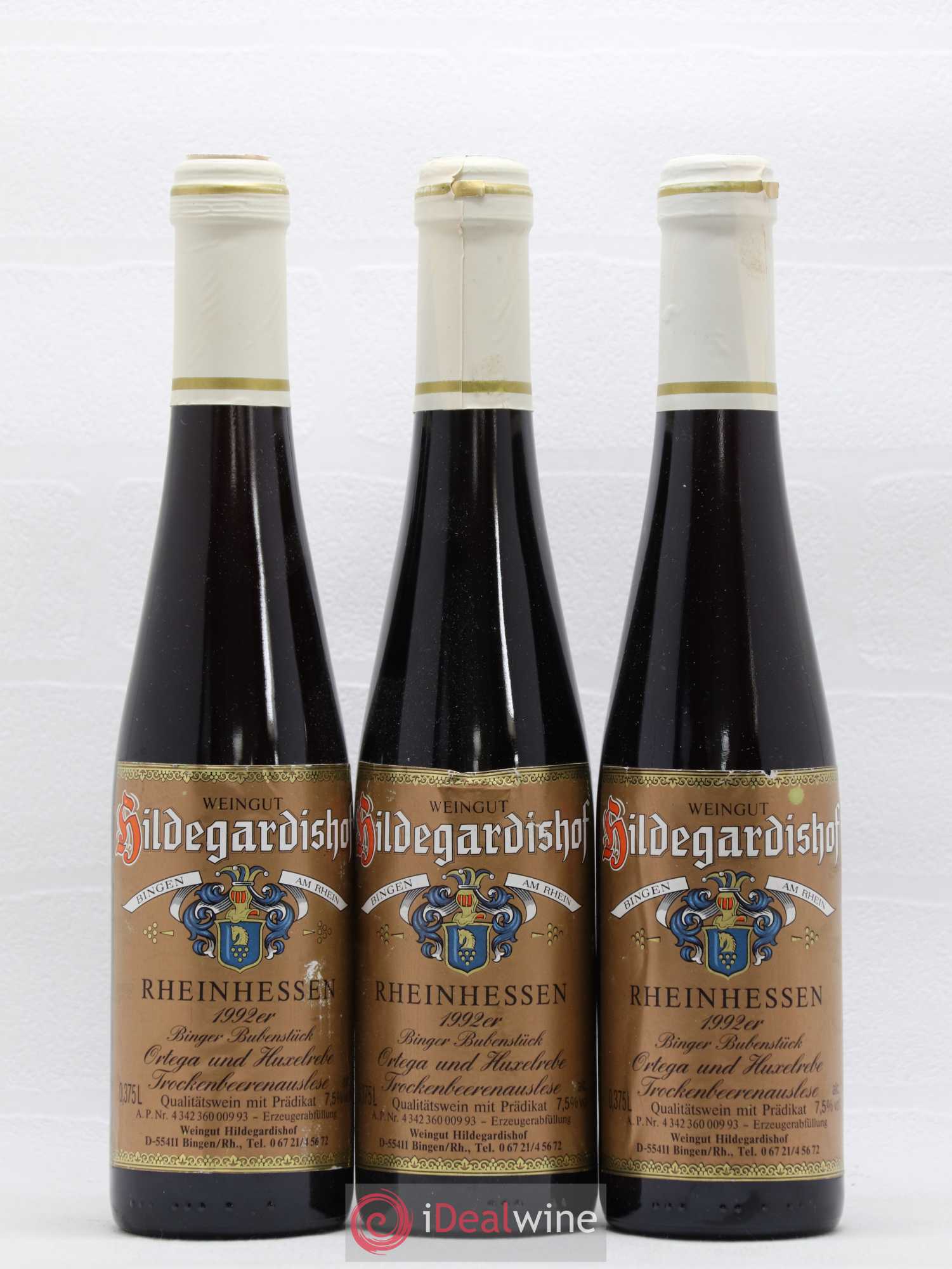 Allemagne Rheinhessen Binger Bubenstûck Ortega und Huxelrebe Trockenbeerenauslese Weingut Hildegardishof 1992 - Lot of 6 half-bottles - 1