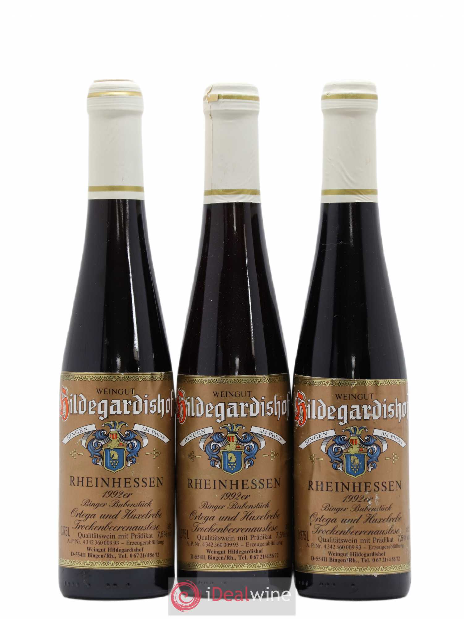 Allemagne Rheinhessen Binger Bubenstûck Ortega und Huxelrebe Trockenbeerenauslese Weingut Hildegardishof 1992 - Posten von 3 Demi-Flaschen - 0