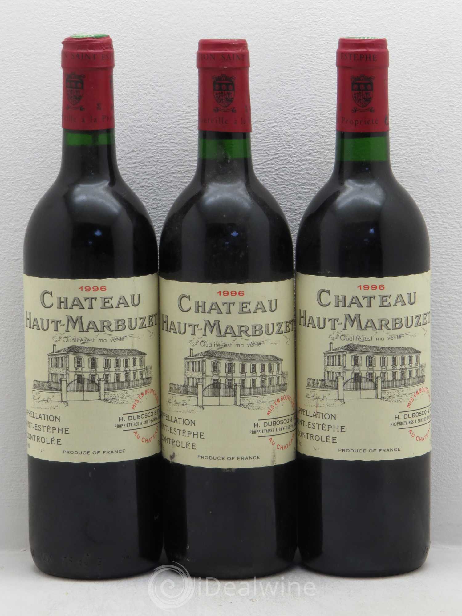 Château Haut Marbuzet 1996 - Lot de 3 bouteilles - 0