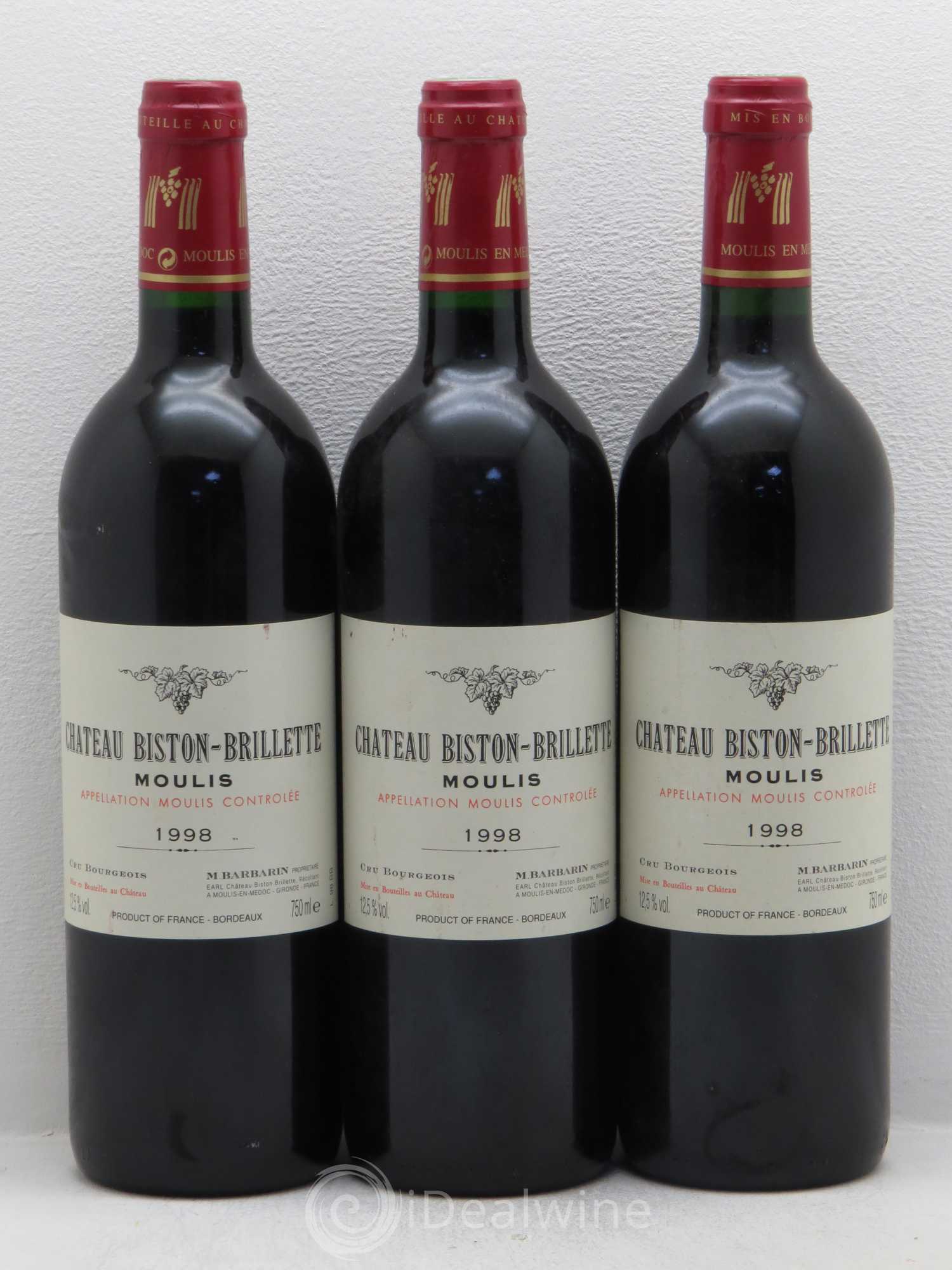 Château Biston Brillette 1998 - Lot de 3 bouteilles - 0