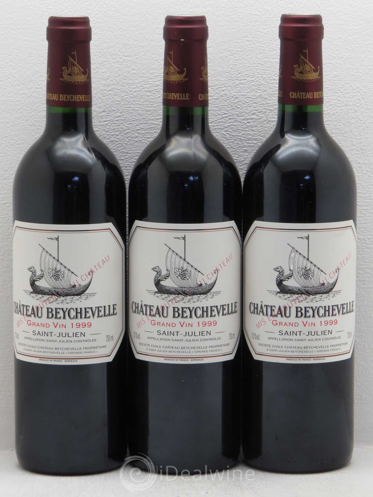Château Beychevelle 4ème Grand Cru Classé 1999 - Lot de 3 bouteilles - 0