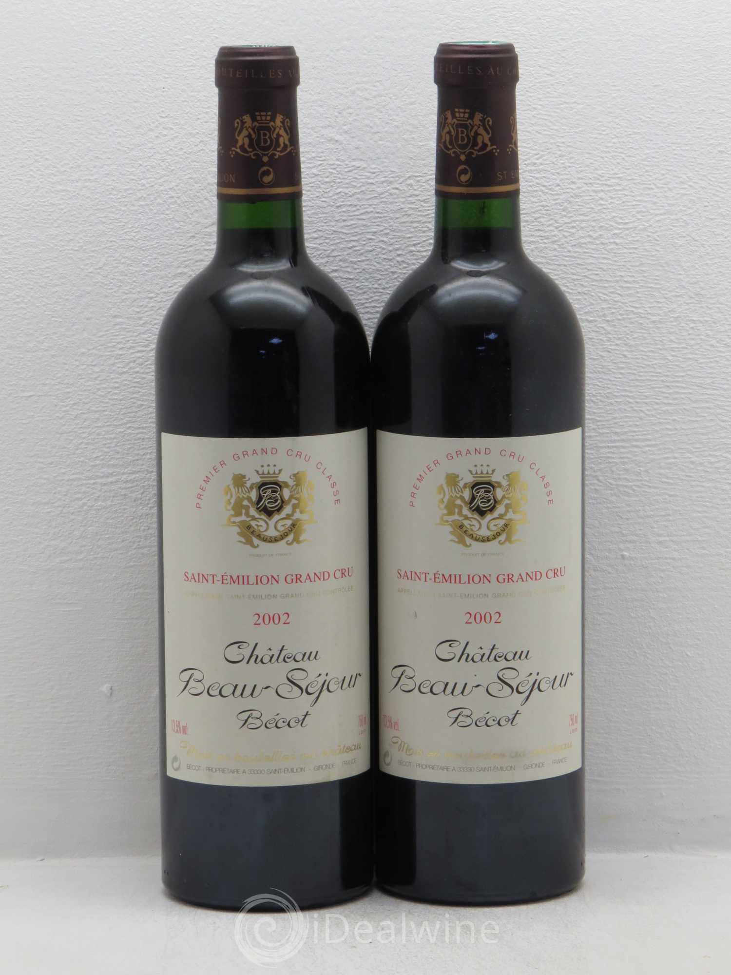 Château Beau-Séjour Bécot 1er Grand Cru Classé B 2002 - Lot de 2 bouteilles - 0