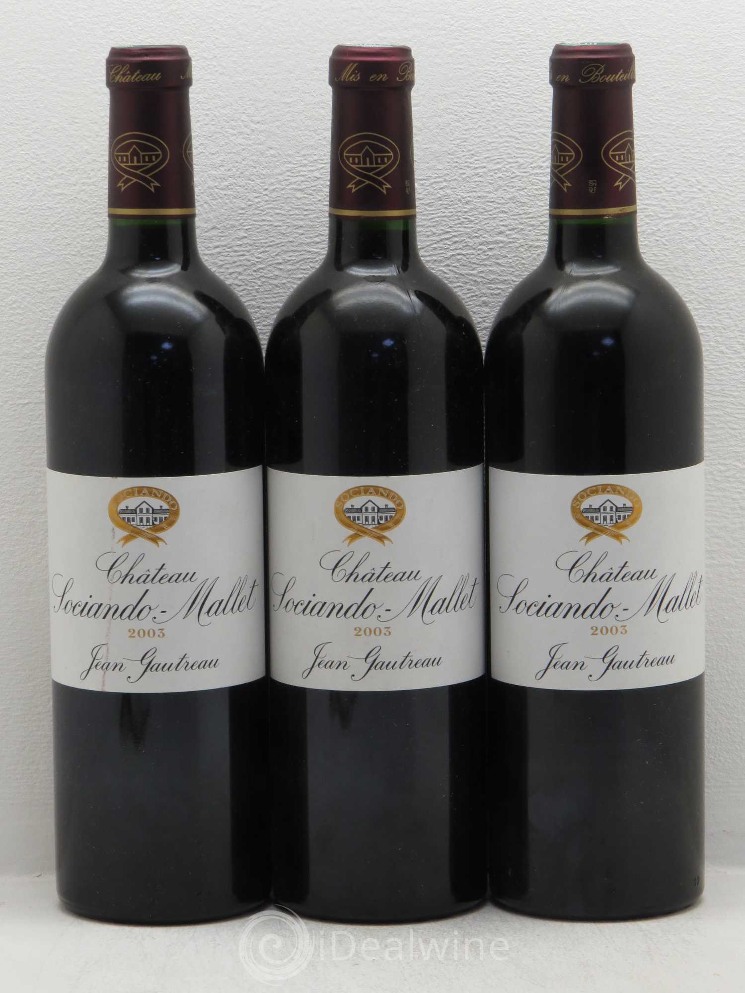 Château Sociando Mallet 2003 - Lot de 3 bouteilles - 0