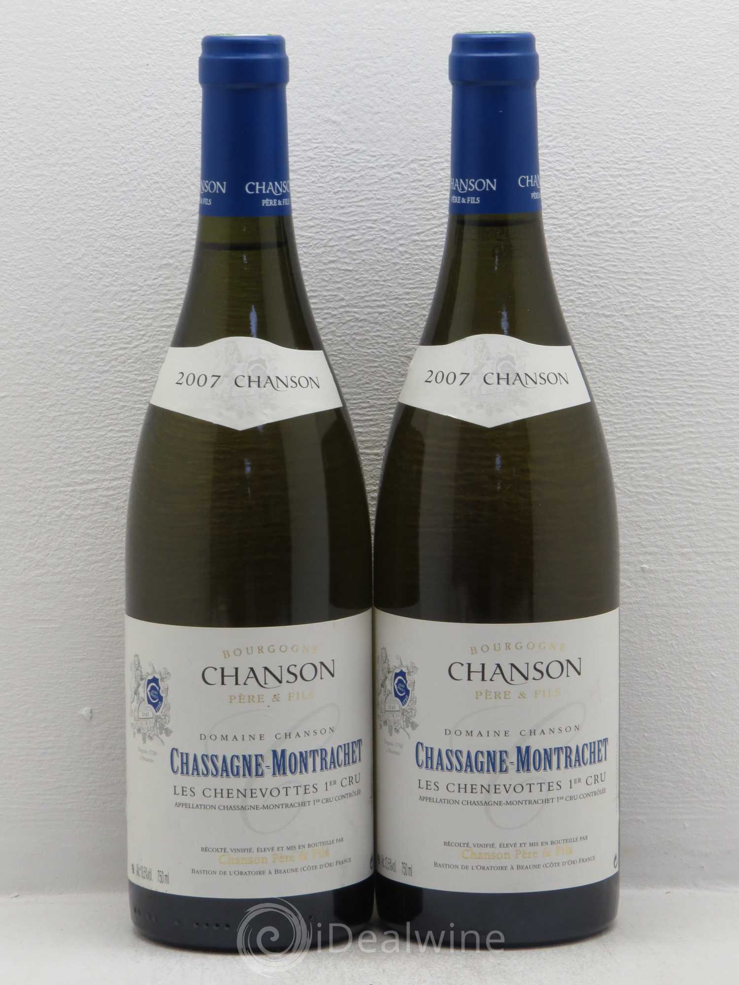Chassagne-Montrachet 1er Cru Les Chenevottes Domaine Chanson 2007 - Posten von 2 Flaschen - 0