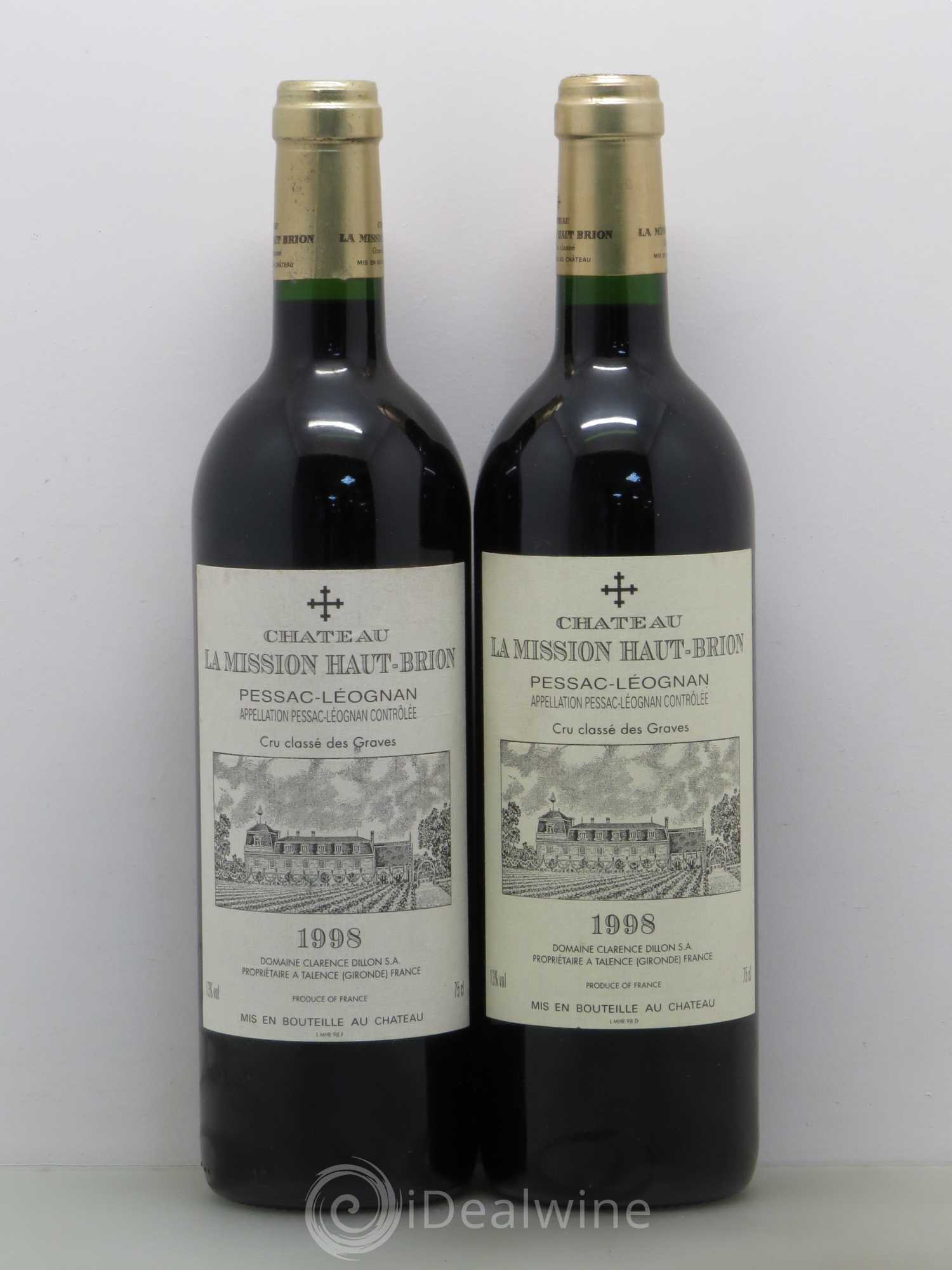 Château la Mission Haut-Brion Cru Classé de Graves 1998 - Lot de 2 bouteilles - 0